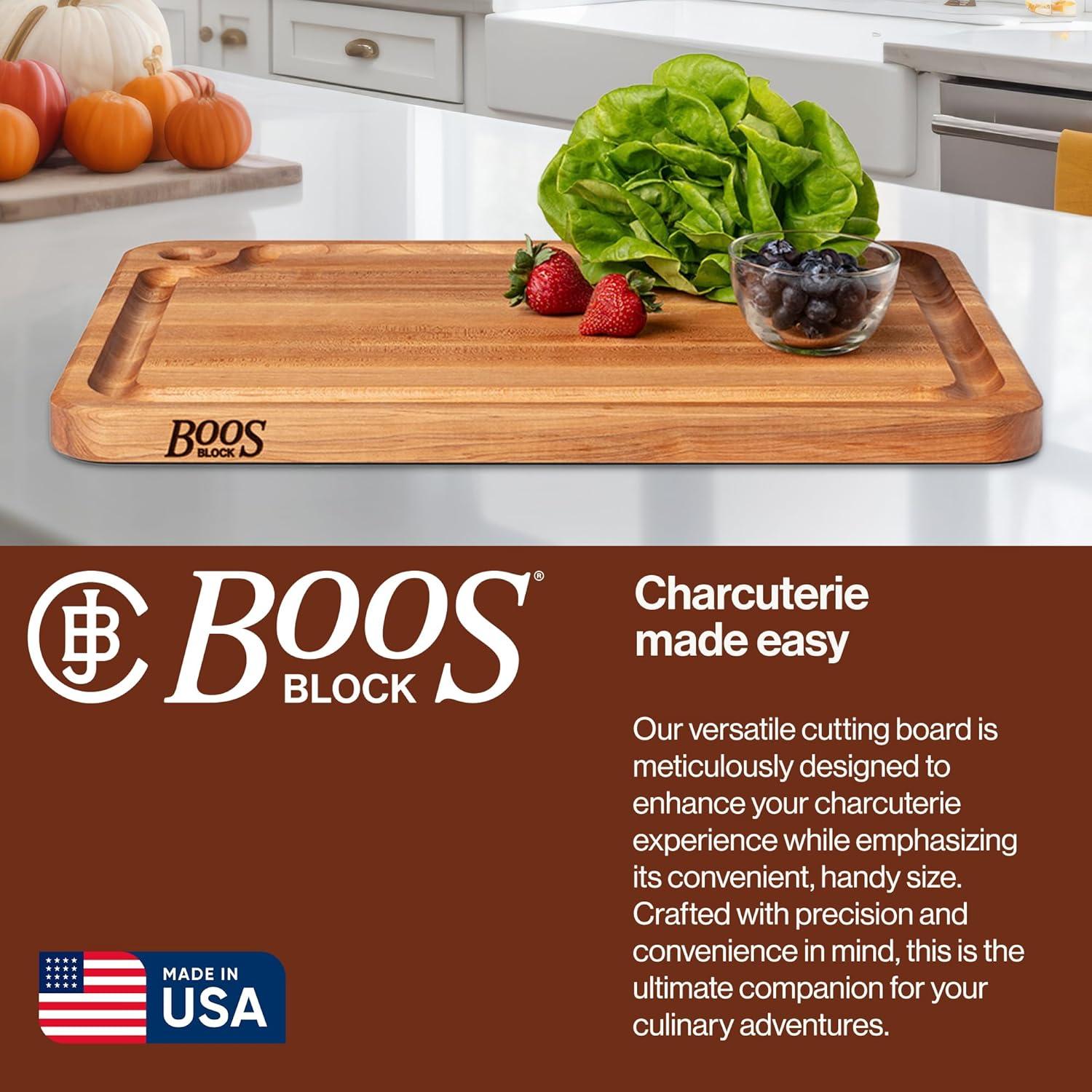 John Boos Boos Block Prestige Series Large Reversible Wood Cutting Board, 1.25-Inch Thickness, 22" x 16" x 1 1/4", Maple