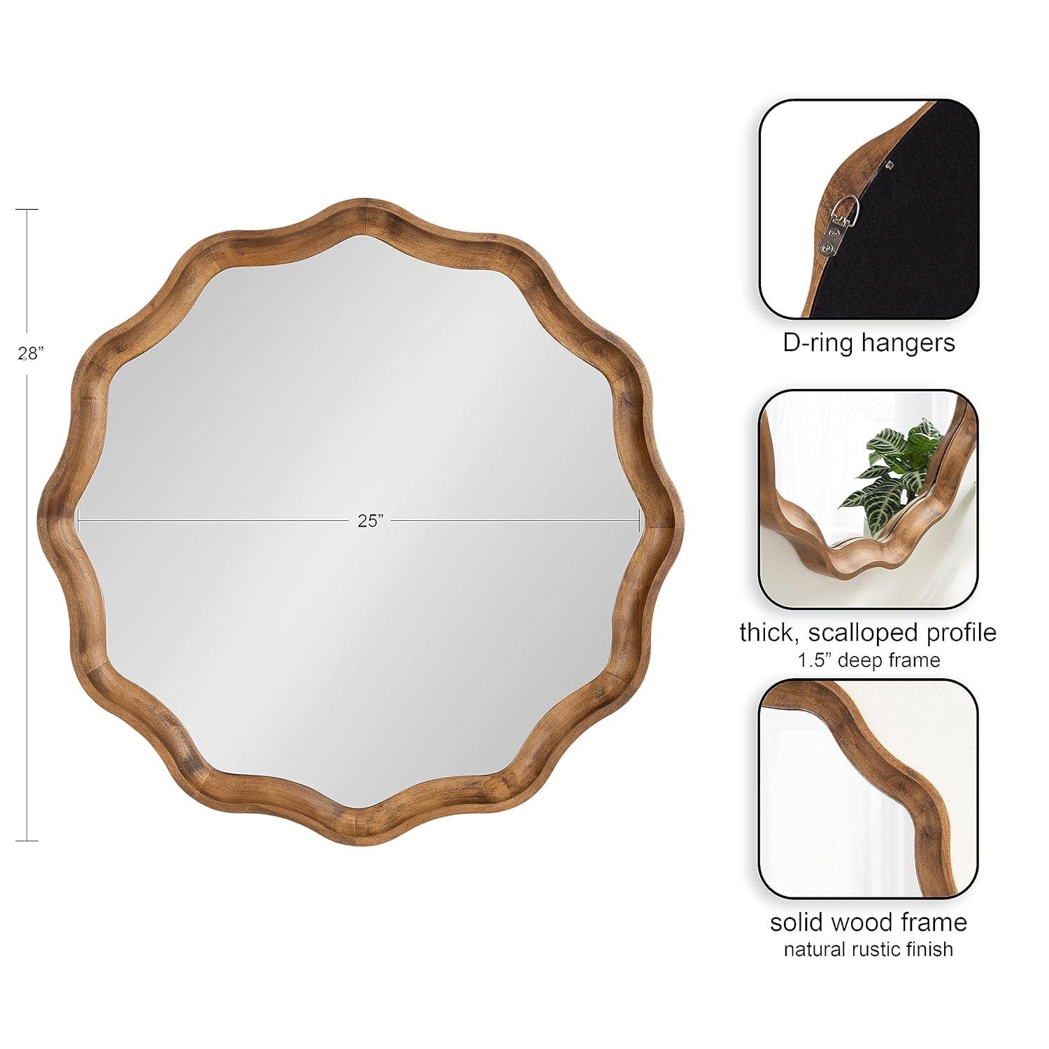 Kate & Laurel All Things Decor 28"x28" Hatherleigh Round Scallop Mirror: Wall Mount, Transitional Decor