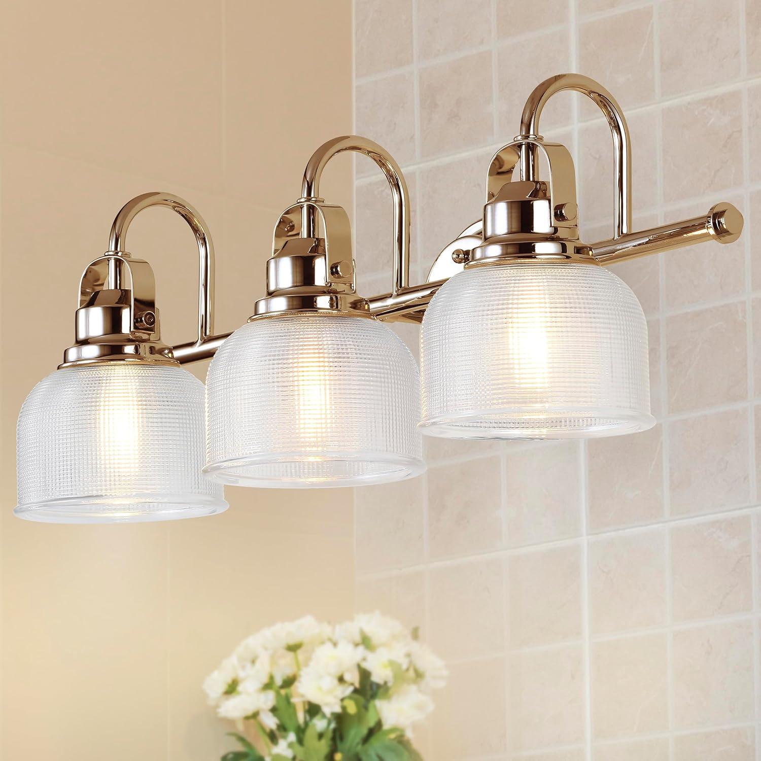 25.25" LED 3-Light Metal/Glass Virginia Pendent Brass/Gold - JONATHAN Y: ETL Listed, Bathroom Fixture