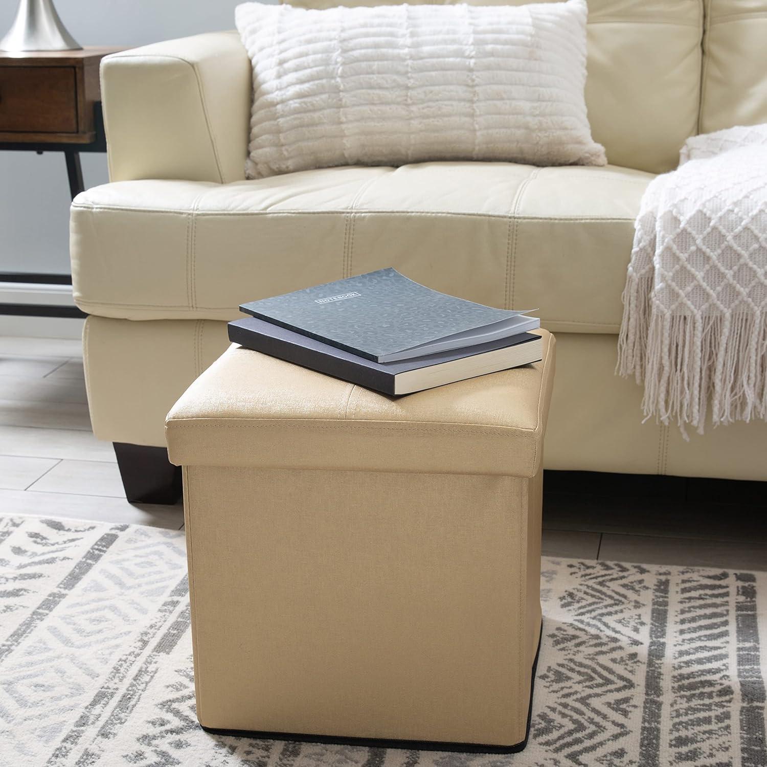 Simplify Luxora Faux Leather Ottoman
