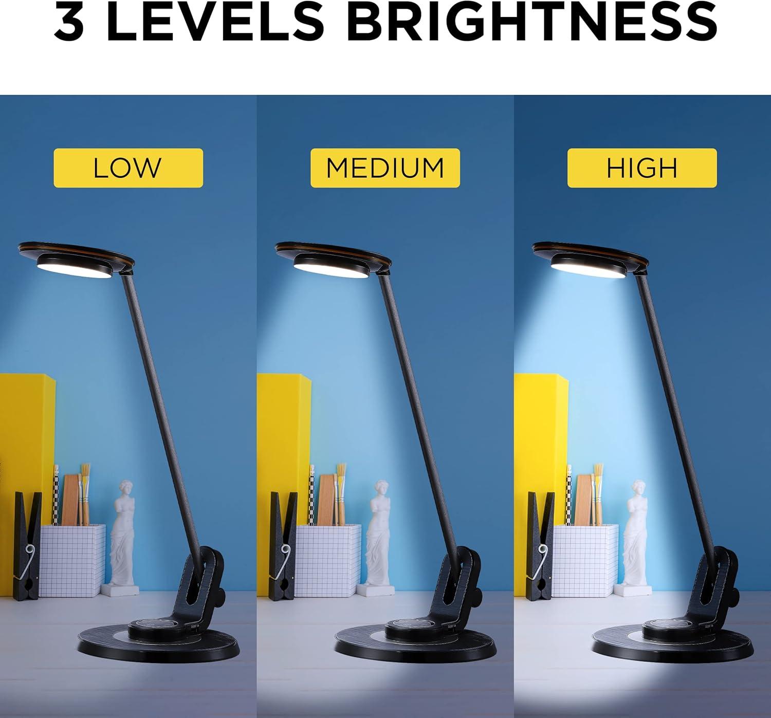 JONATHAN Y JYL7701A Dixon 18.5" Aluminum Contemporary Farmhouse Minimalist Adjustable Dimmable USB Charging LED Task Lamp for Bedroom Living Room Office, Black