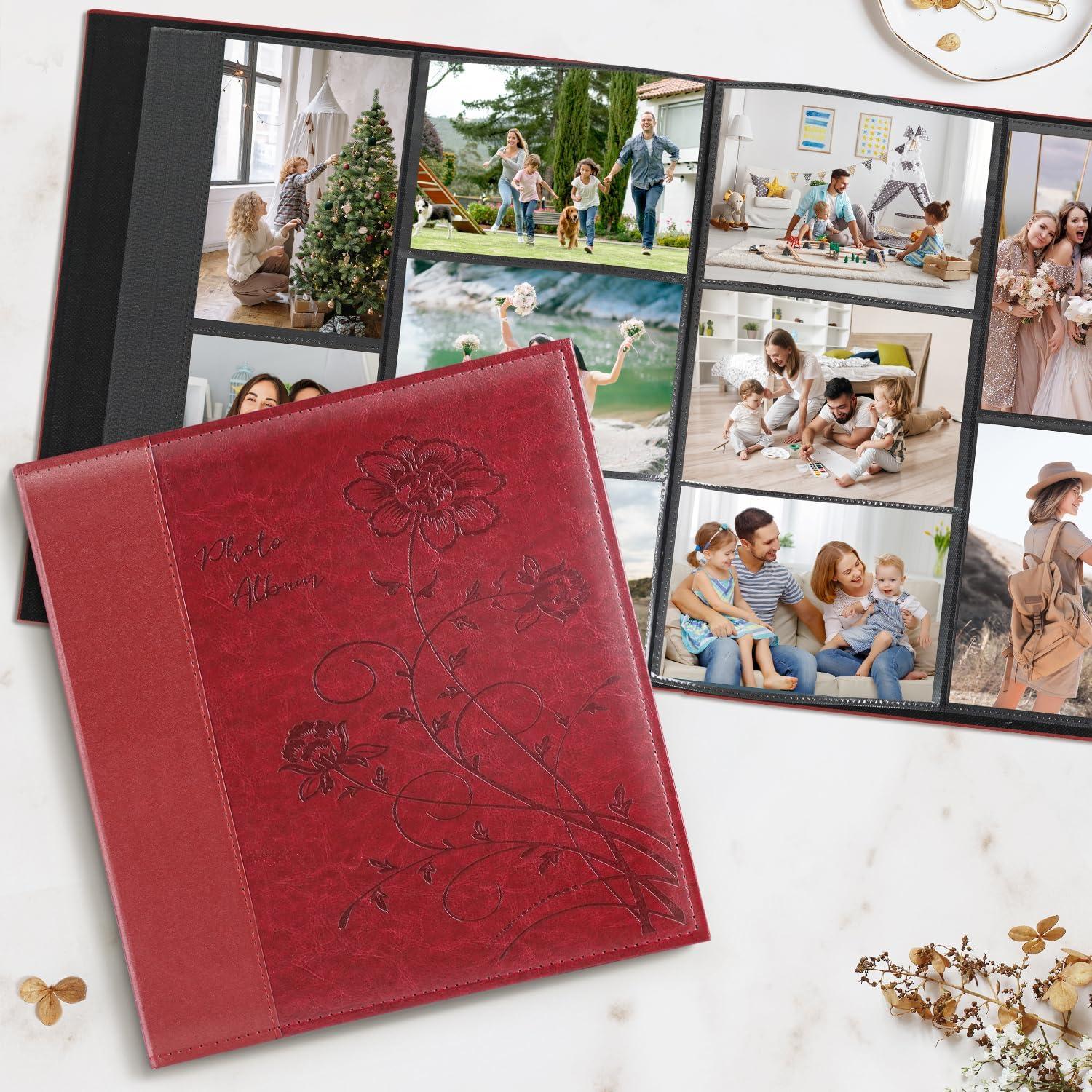 Artmag Photo Album 4x6 600 Photos, Extra Large Capacity Leather Cover Wedding Family Photo Albums Holds 600 Horizontal and Vertical 4x6 Photos with White Pages(Red)