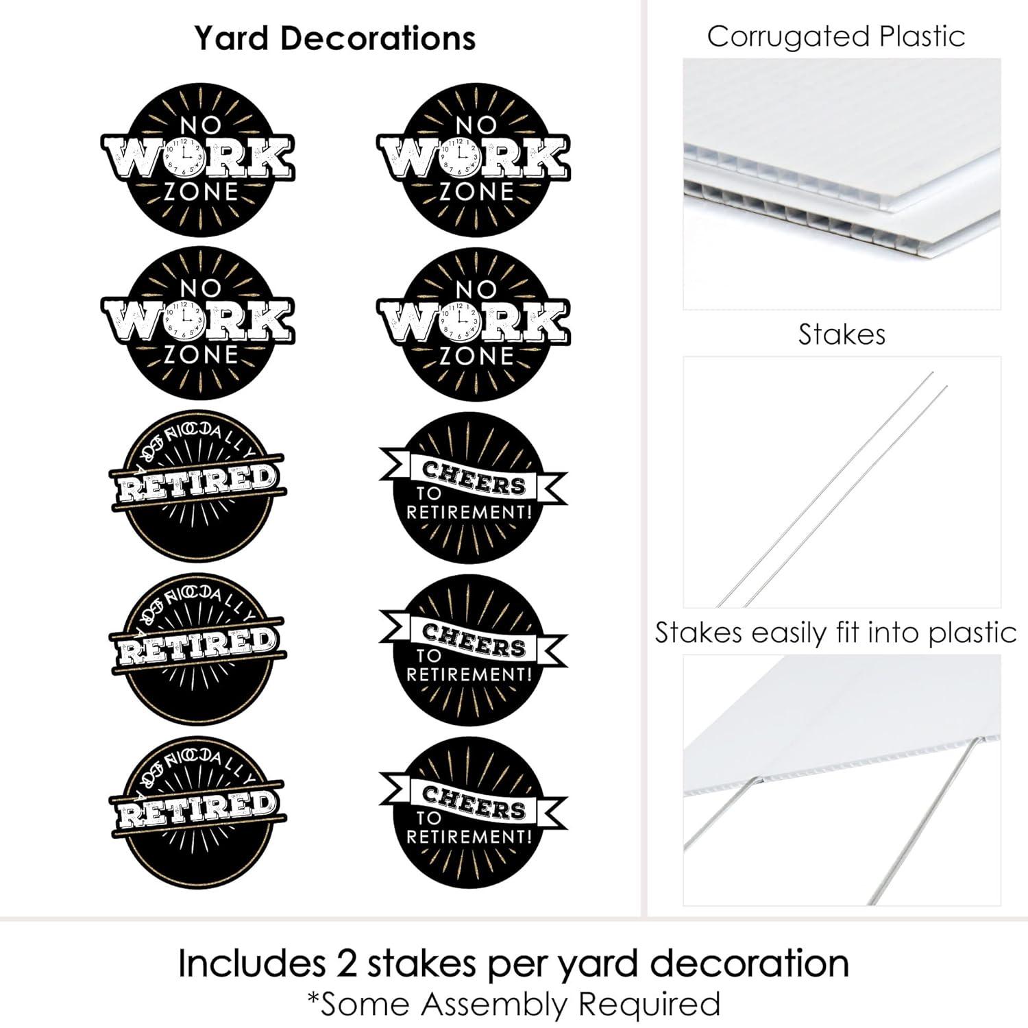 Big Dot of Happiness Happy Retirement - Lawn Decorations - Outdoor Retirement Party Yard Decorations - 10 Piece