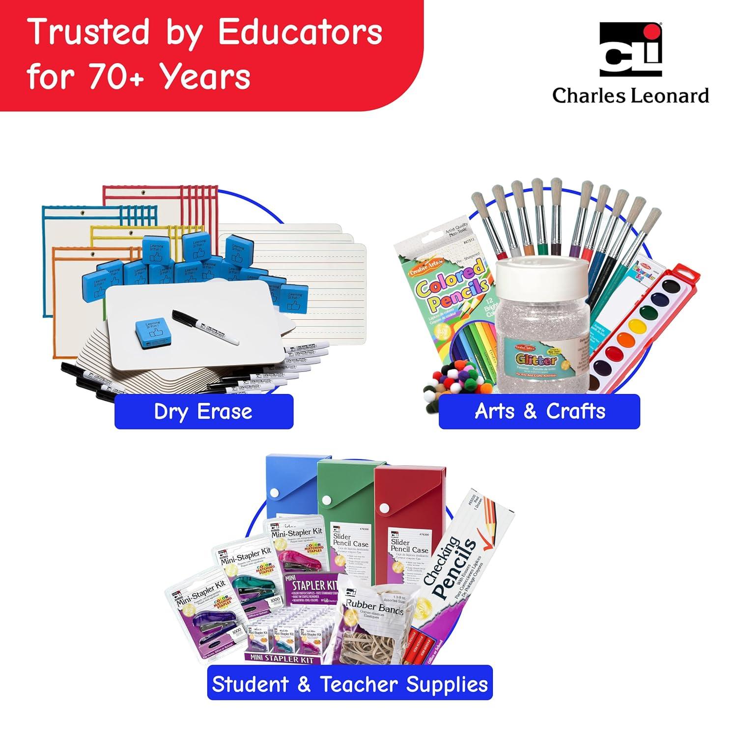 Charles Leonard Dry Erase Lapboard Class Pack, Plain 1-Sided Boards, Markers & Erasers, Pack of 12