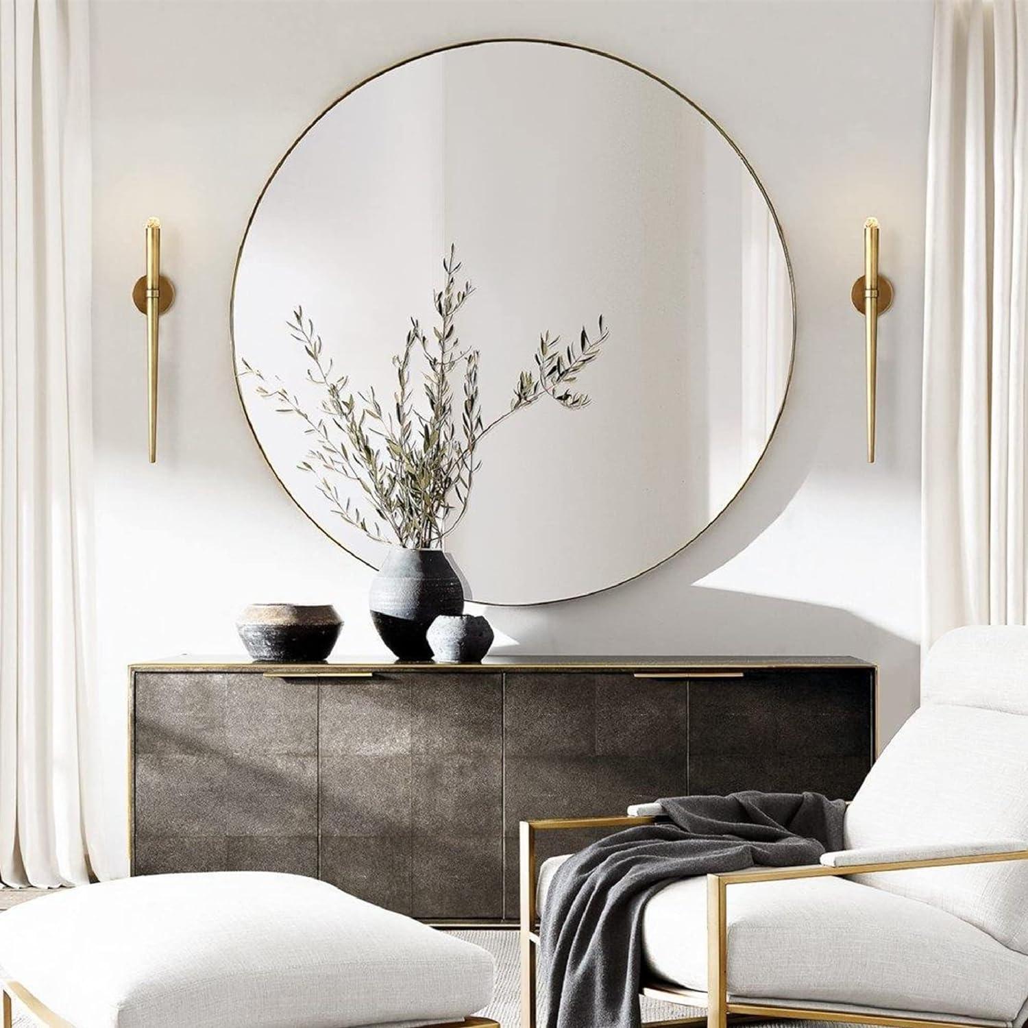 TEHOME Yolanta 30 in. W x 30 in. H Circular Round Stainless Steel Framed Wall Mounted Bathroom Vanity Mirror in Brushed Nickel