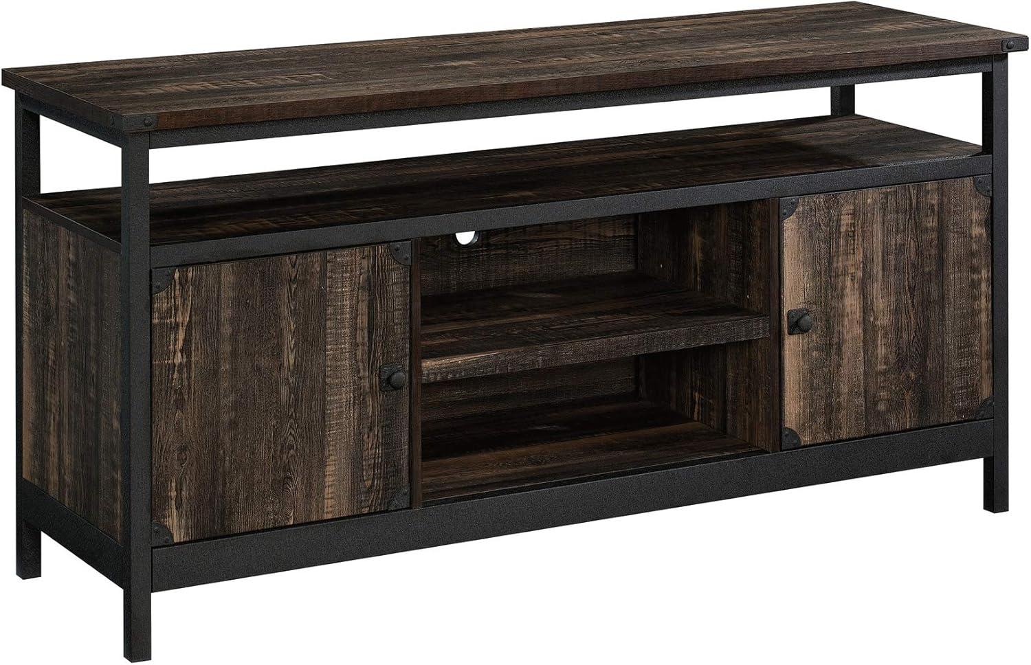 60" Carbon Oak Industrial Metal and Wood Credenza