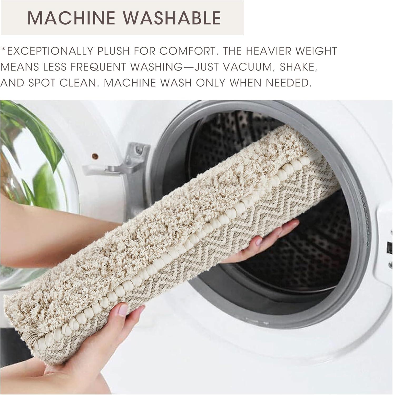 Ink+Ivy, JLA Home 22"x58" Asher Woven Textured Striped Bath Rug Natural : Microfiber, Machine Washable, Non-Slip Backing