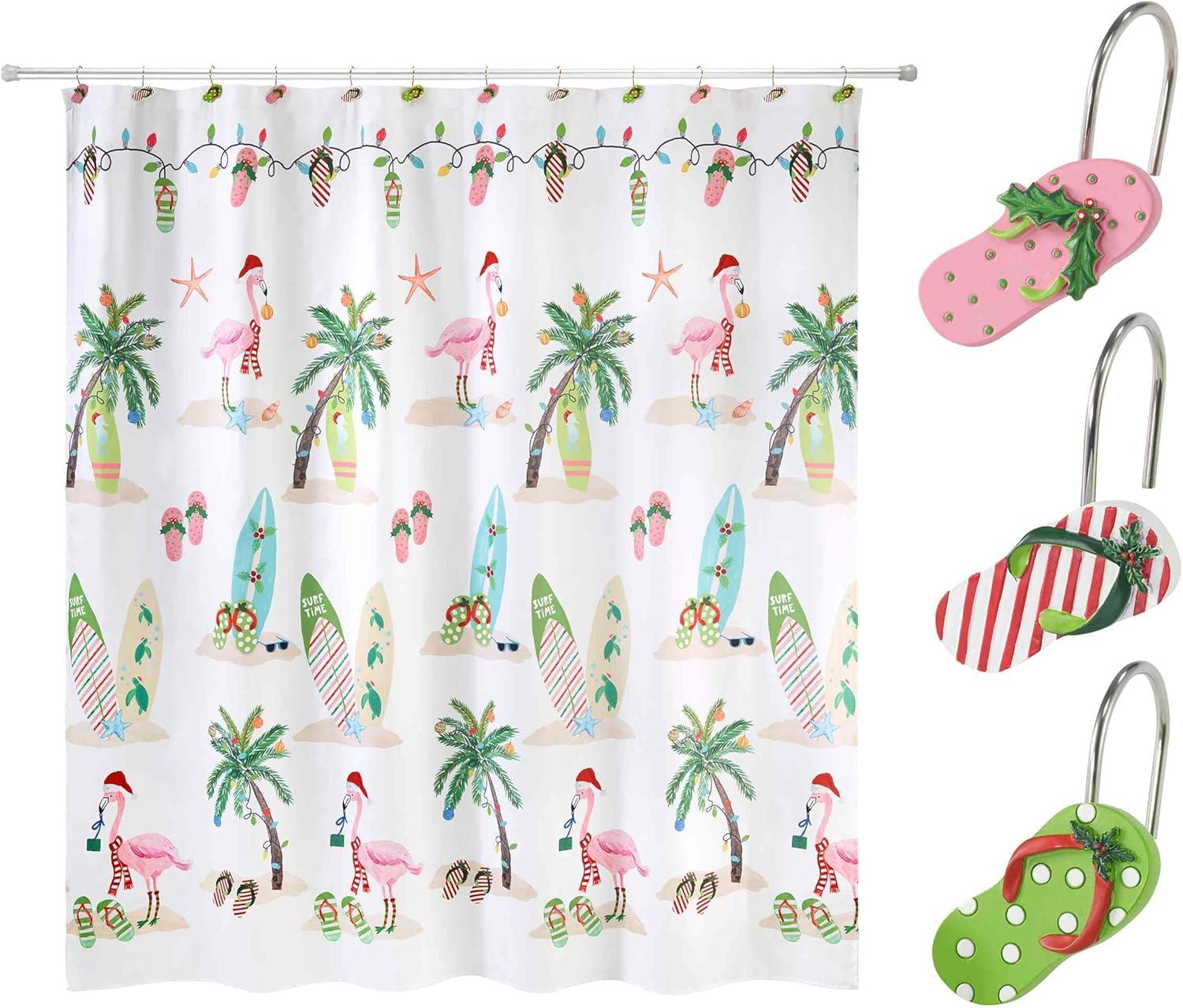 Avanti Linens Flamingo Jingle Shower Curtain & Hook Set