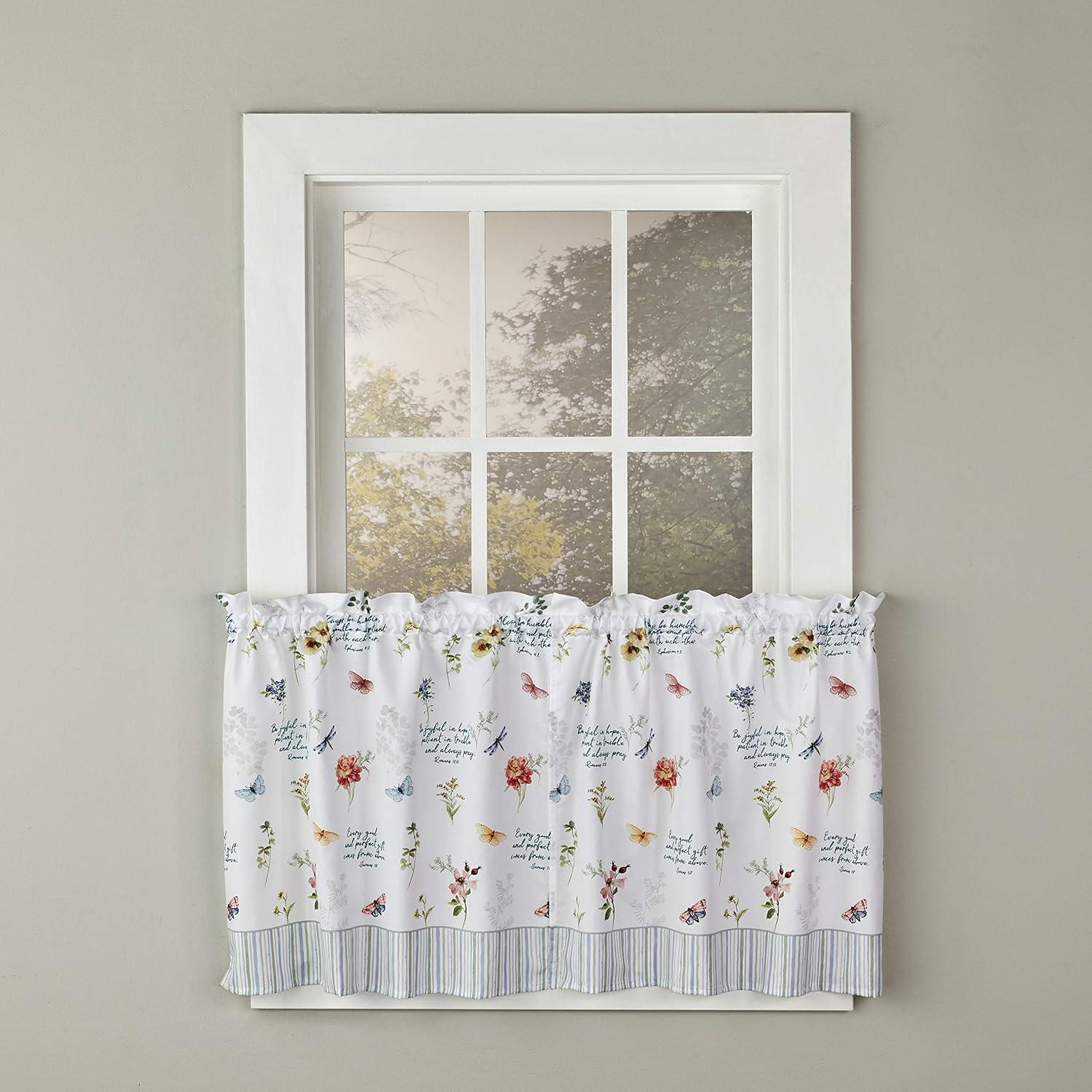 Inspirational Meadow Floral Light-Filtering Polyester Valance Pair