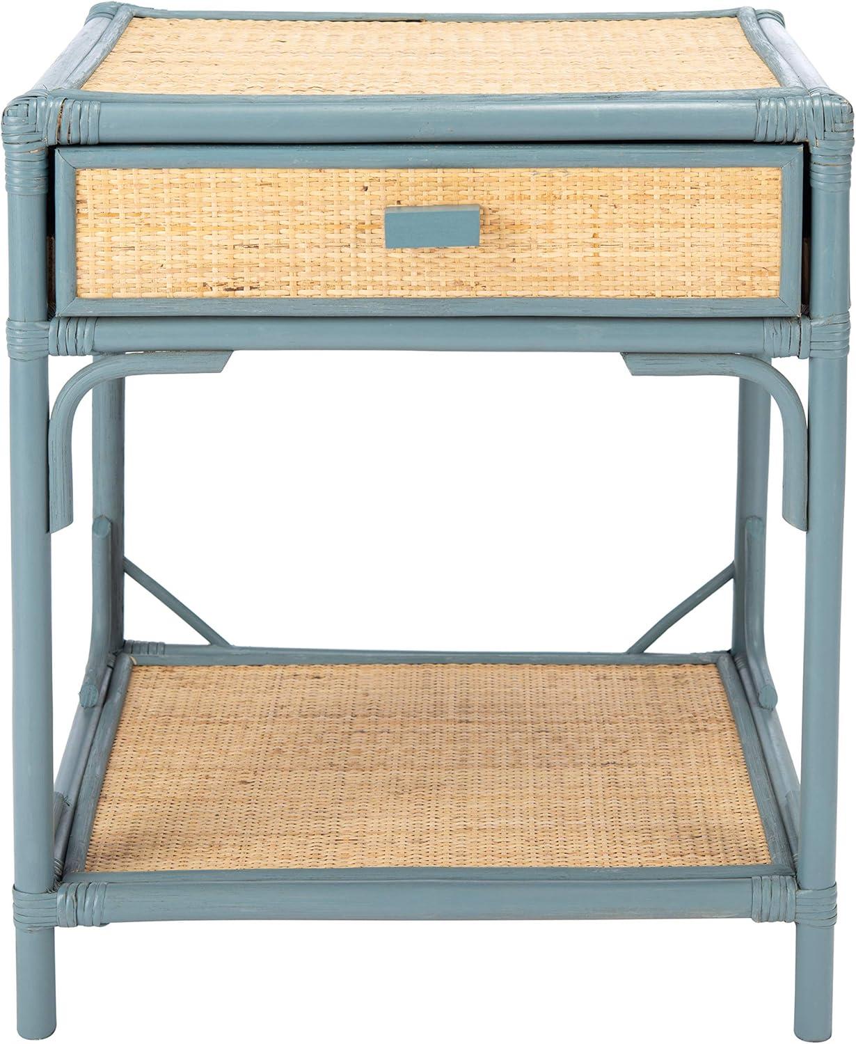 Roya 1 Drawer 1 Shelf Nightstand - Blue Grey/Natural - Safavieh.