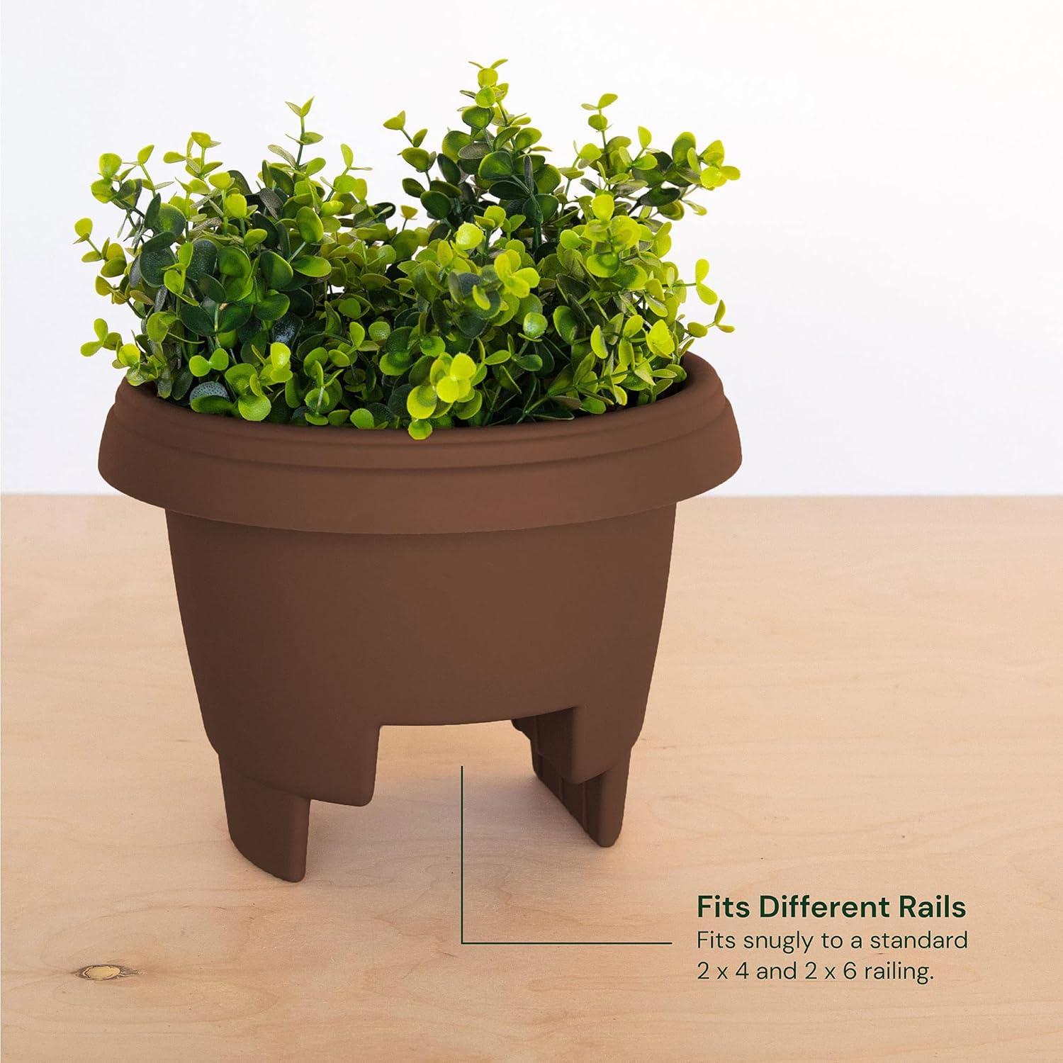 Bloem Round Deck Rail Planter 12 in.-Chocolate