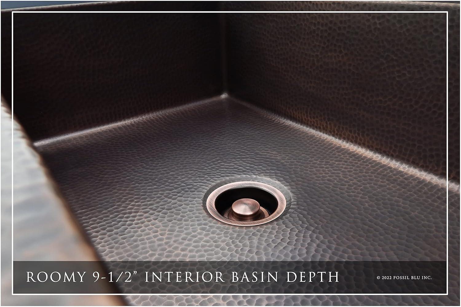 FSW1106 LUXURY 30-INCH HEAVY 12-GAUGE DARK PATINA COPPER FARMHOUSE SINK, INCLUDES ACCS, FLAT FRONT