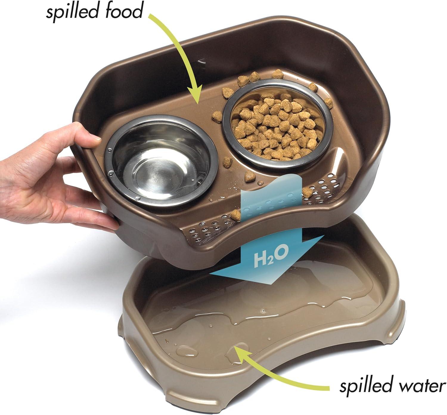 Neater Pets Neater Feeder Deluxe Mess-Proof Elevated Food & Water Bowls for Small Dogs, Bronze