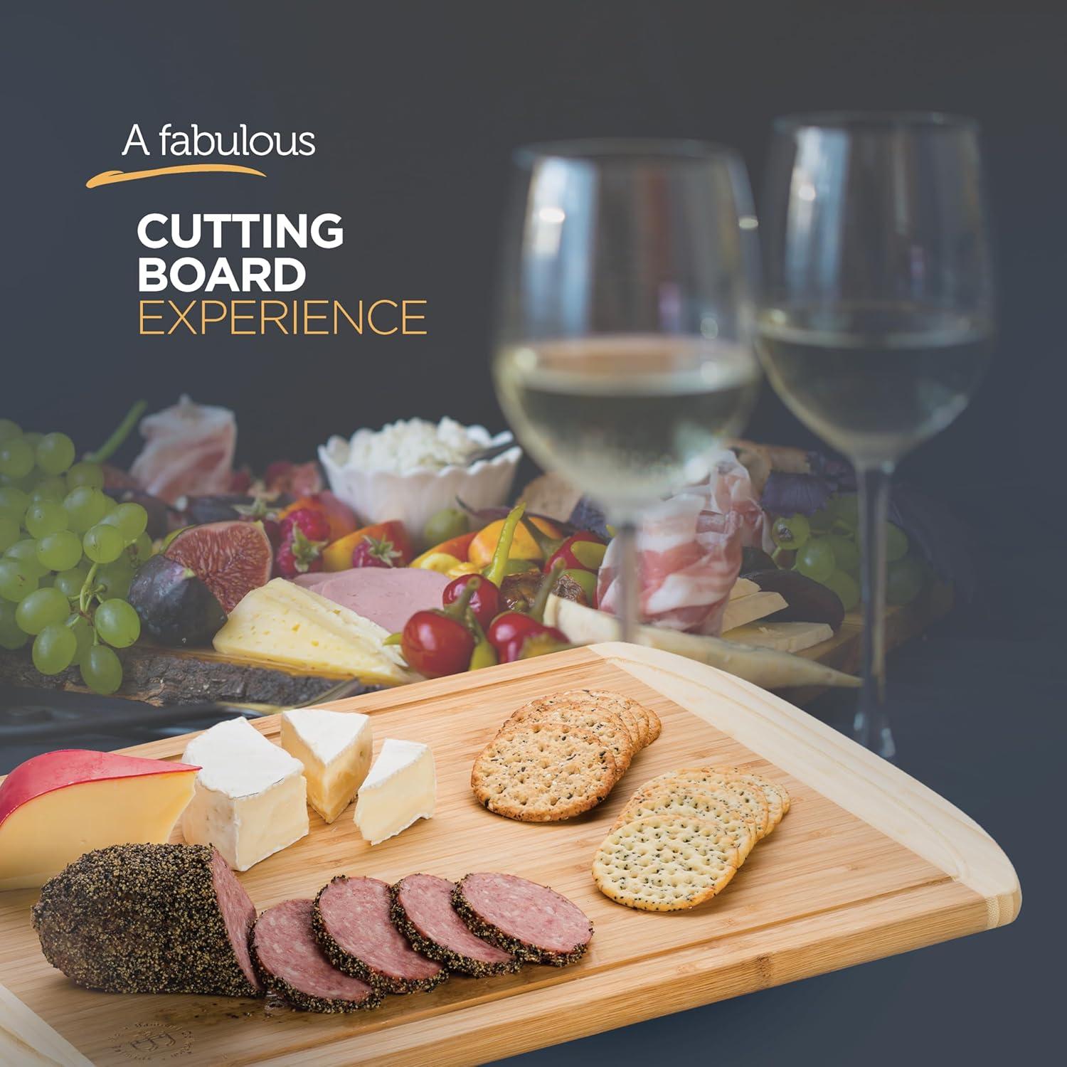 Large Cutting Board for Kitchen - Bamboo Wood Cutting Board with Juice Groove - Charcuterie Boards & Chopping Butcher Block for Meat, Serving Tray