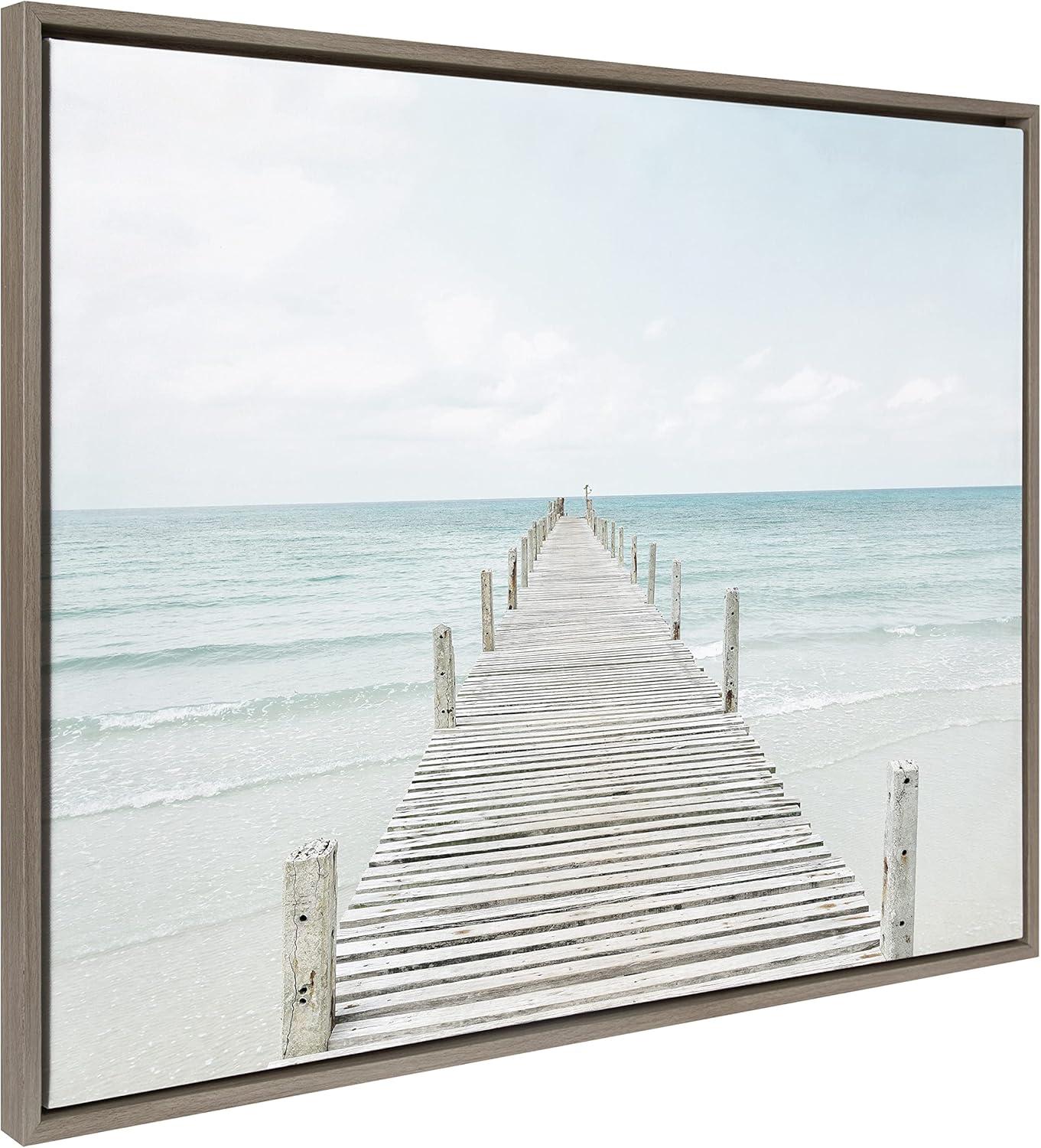 Large Coastal Wooden Pier on Beach Canvas Print