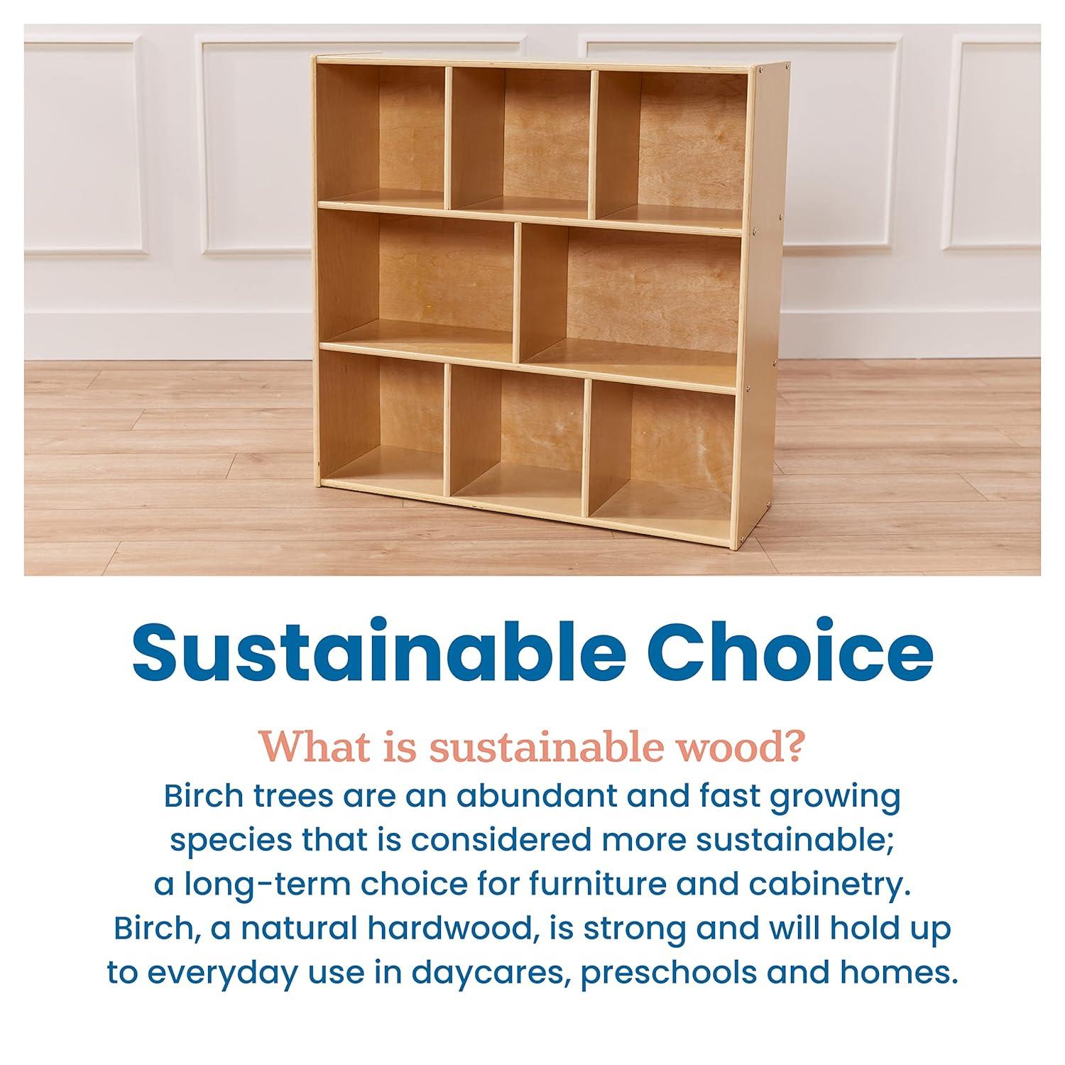 ECR4Kids Streamline 8-Compartment Storage Cabinet, 36in, Natural