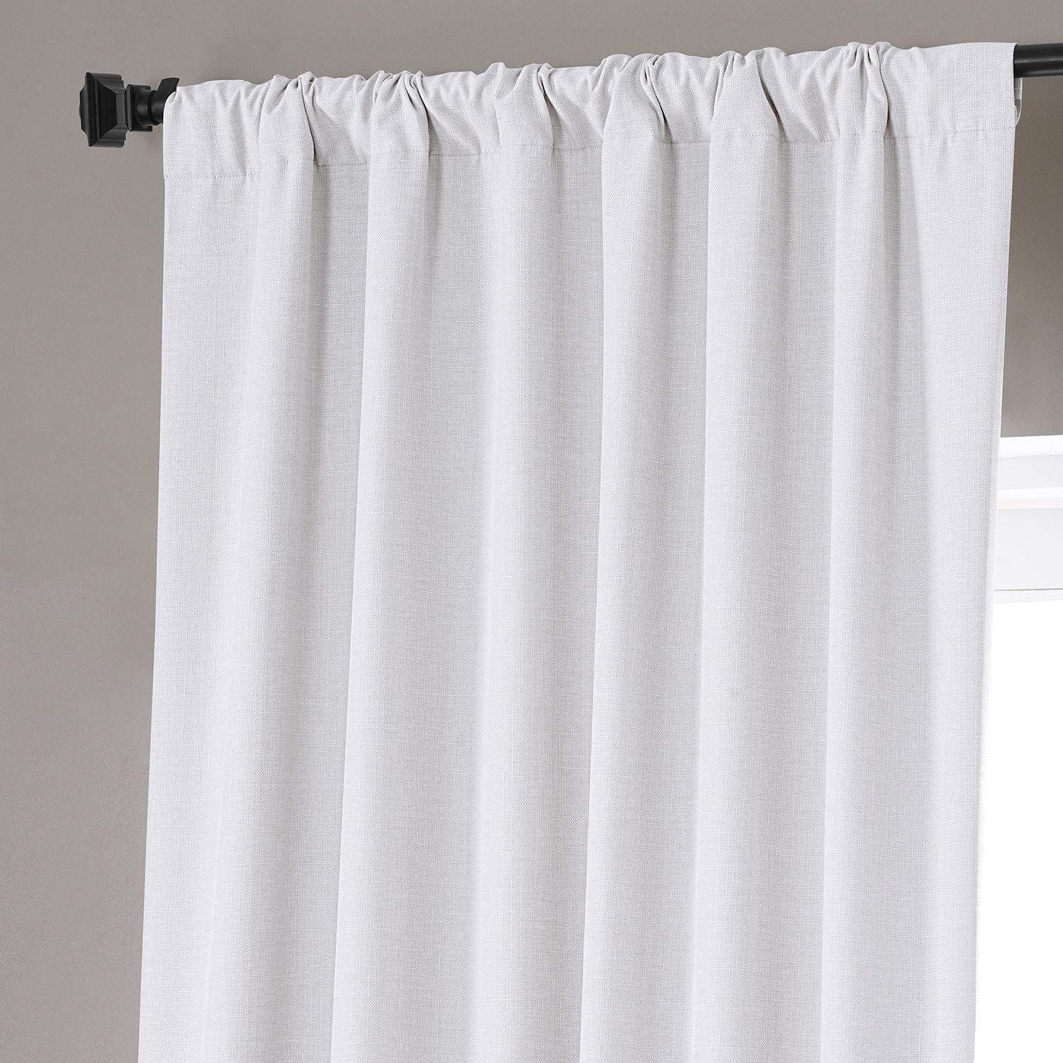 Signature Mission White Faux Linen Blackout Curtain (1 Panel), Mission White, 50W X 108L