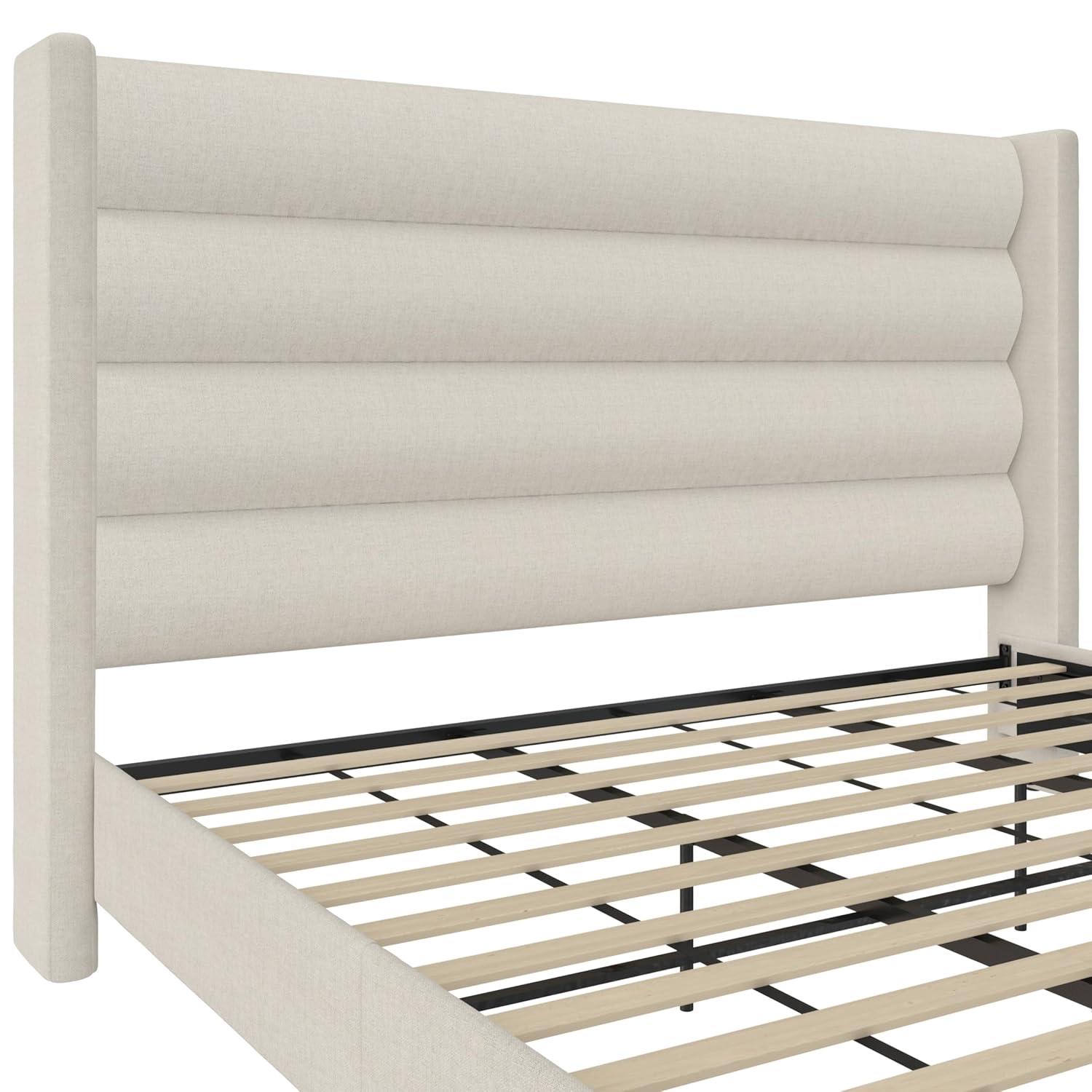 Novogratz Louis King Upholstered Wingback Bed