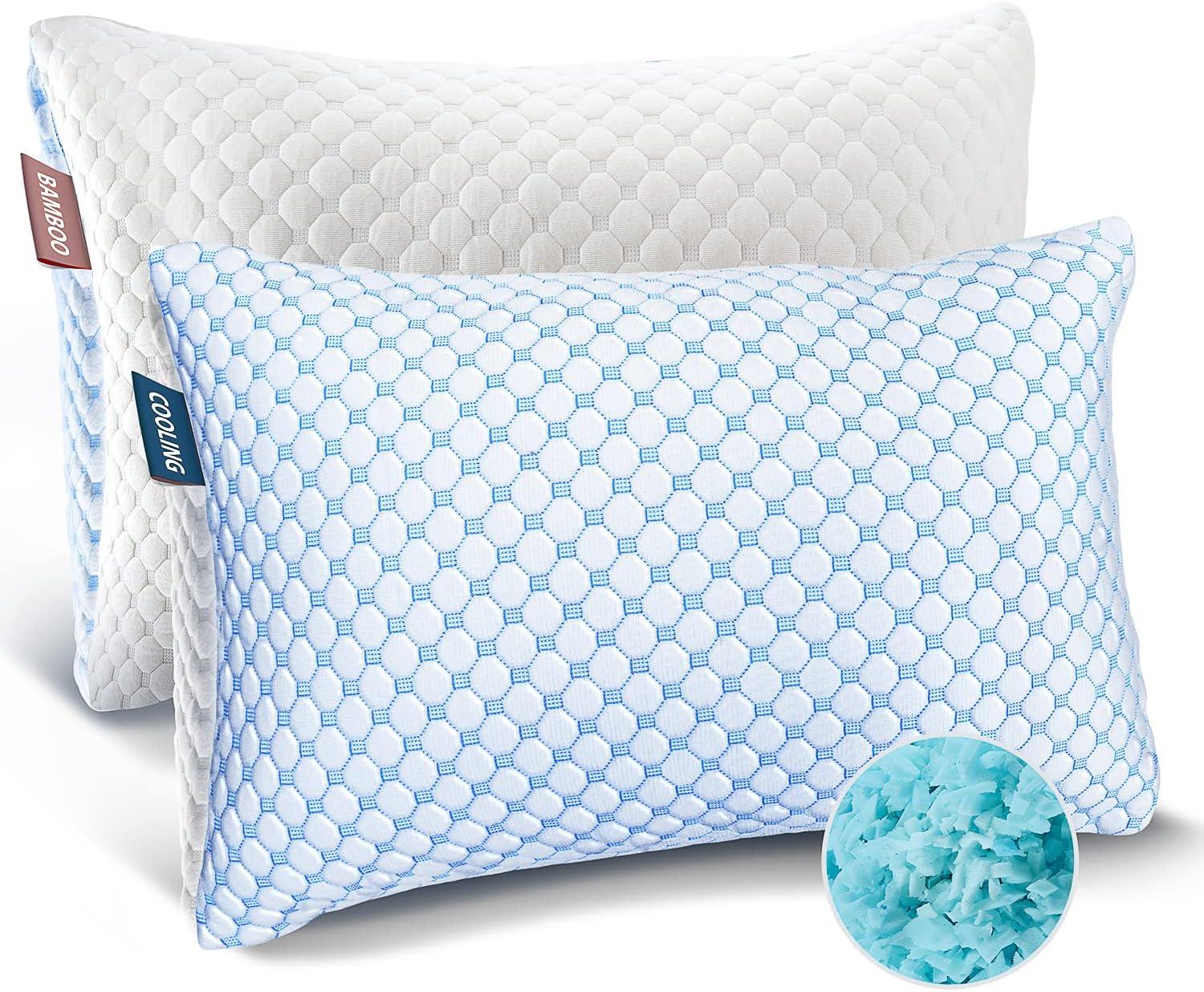 Queen Size Gel-Infused Memory Foam Cooling Pillows, 2 Pack