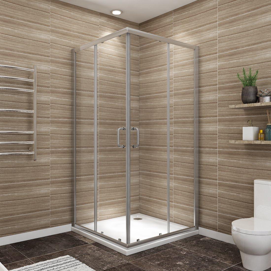 Sunny Shower Corner Entry Sliding Shower Door 36 in.D x 36 in. W x 72 in. H Brushed Nickel Finish Shower Enclosure