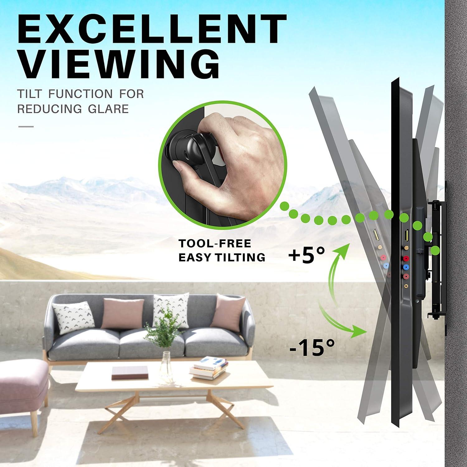 Outdoor TV Wall Mount for 47-86 Inch Television, Mount with Swivel and Tilt, Full Motion Weatherproof TV Bracket with Articulating Dual Arms, Max VESA 600X400 mm, 132lbs