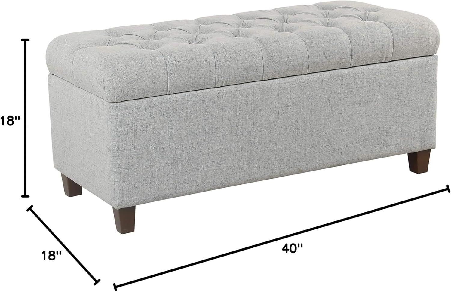 Light Gray Tufted Fabric Storage Bench with Wood Legs