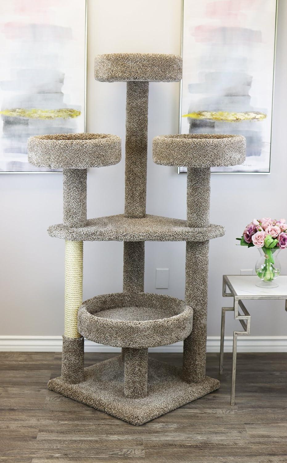 Extra Large Beige Carpet and Sisal Cat Tower