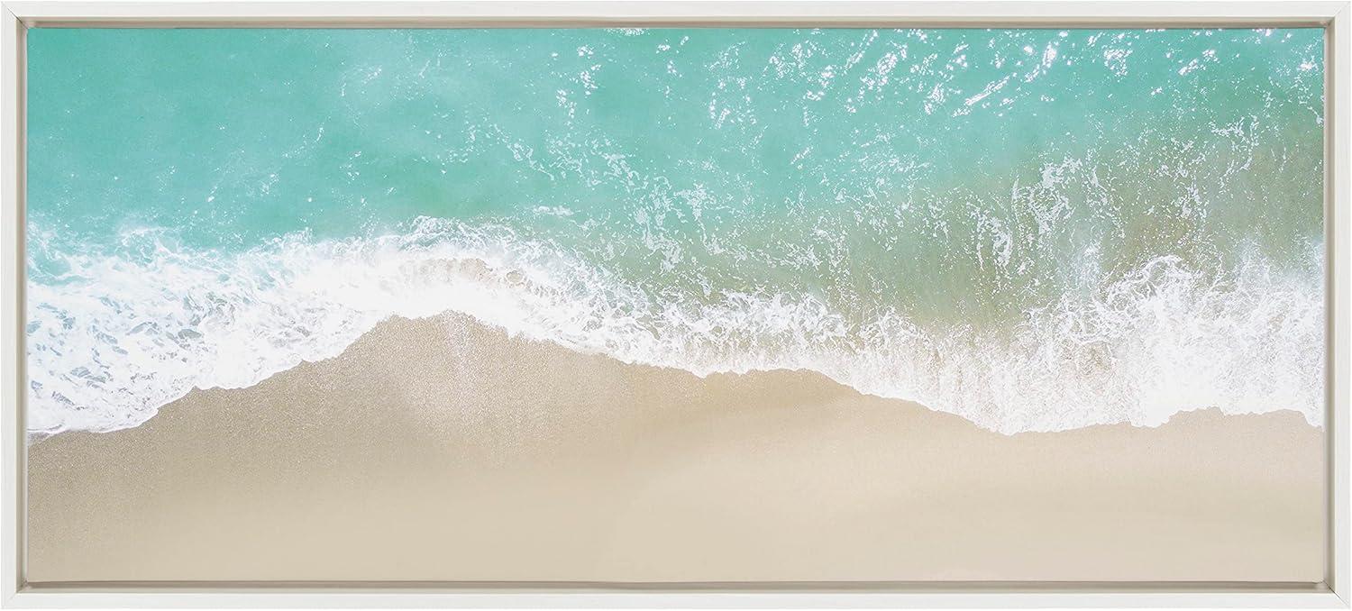 Kate and Laurel Sylvie Ocean Beach Fantasy Framed Canvas by The Creative Bunch Studio, 18x40, White