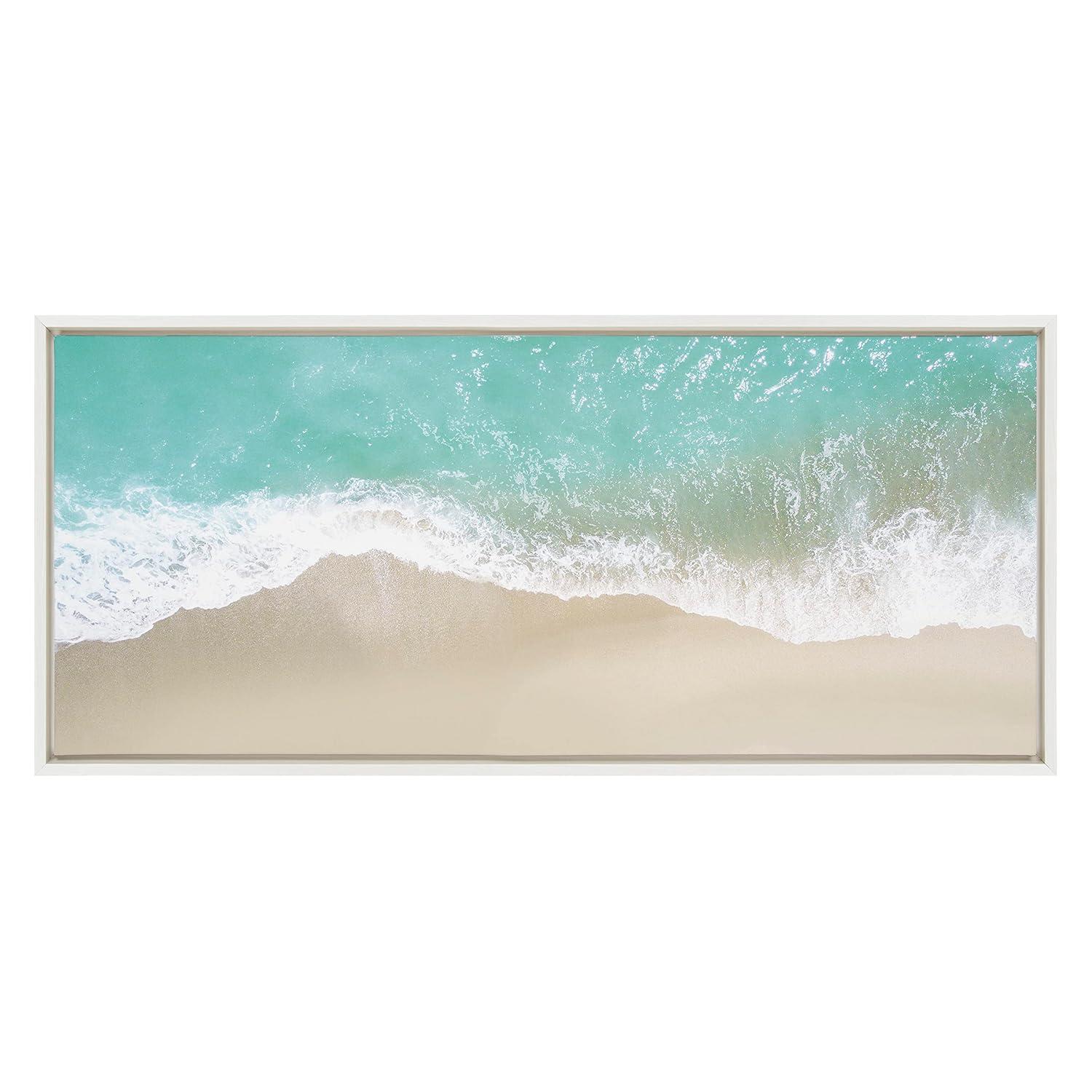Kate and Laurel Sylvie Ocean Beach Fantasy Framed Canvas by The Creative Bunch Studio, 18x40, White