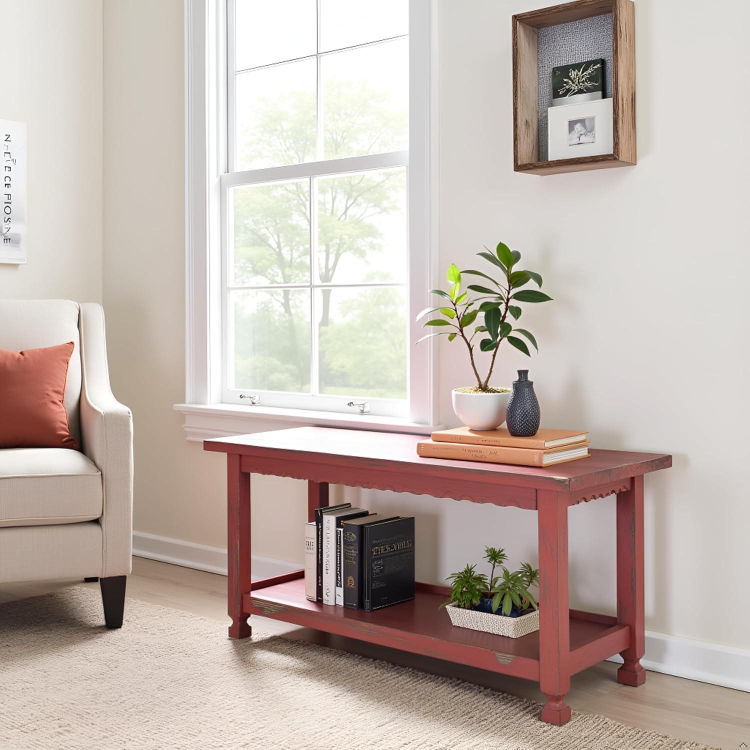 Country Cottage Bench, Red Antique