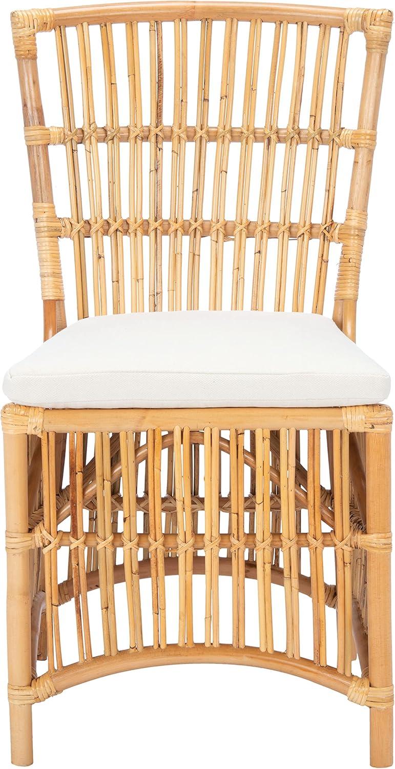 Erika Natural Rattan and White Metal Accent Chair Set of 2