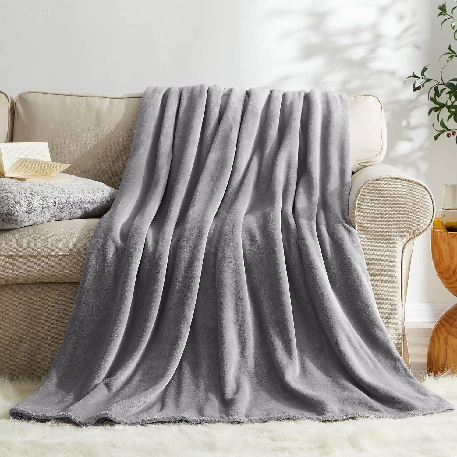 Fleece Blanket King Size Grey Lightweight Super Soft Cozy Luxury Bed Blanket Microfiber
