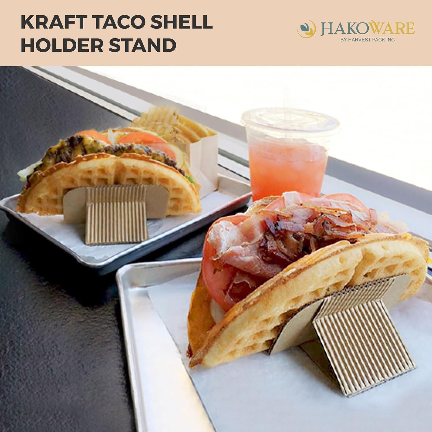 Hakoware Disposable Kraft Paper Taco Holder Stand Serving Rack 200 Count