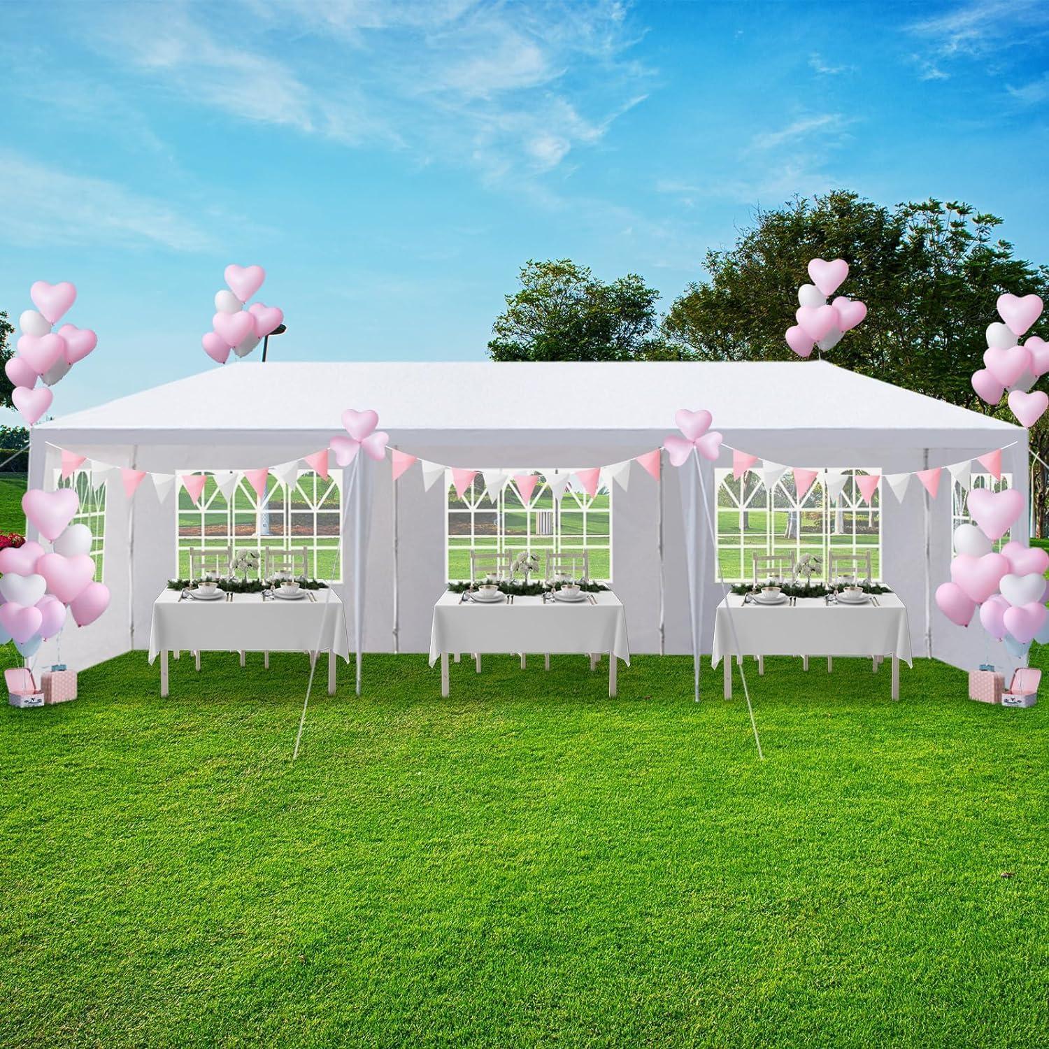 White 10'x30' Waterproof Outdoor Event Canopy Tent with Sidewalls