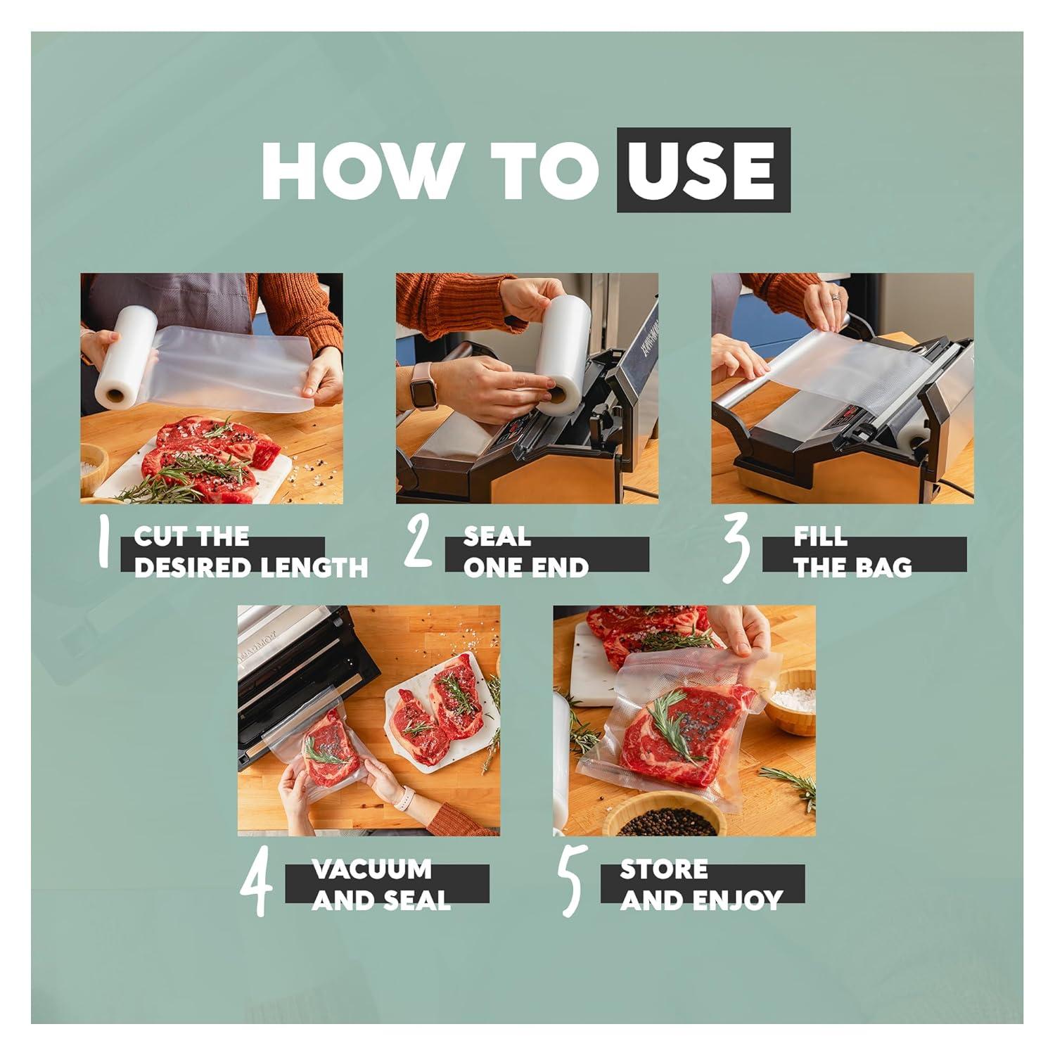 Avid Armor Vacuum Sealer Bags for Food, 11''x50' & 8''x50' Vacuum Heat-Seal Rolls, 100ft Food Saver Bags