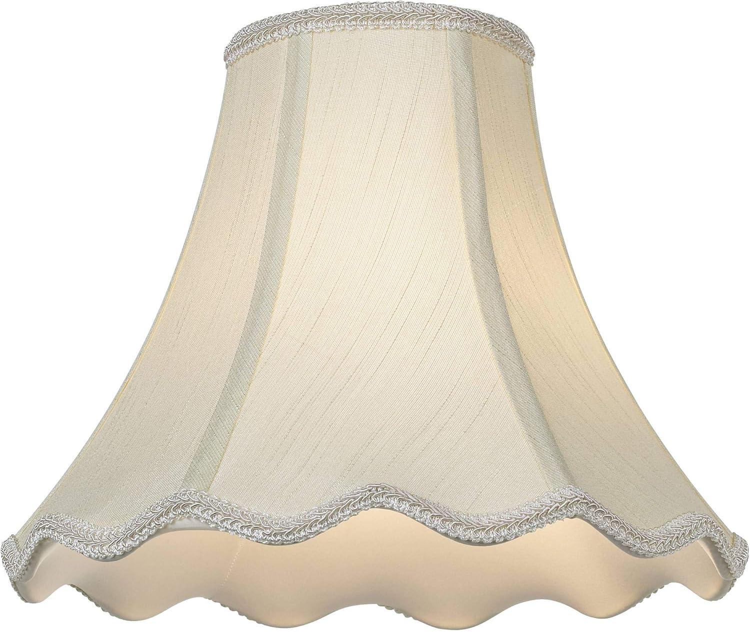 Imperial Shade Creme Small Scallop Bell Lamp Shade 5" Top x 12" Bottom x 10" Slant x 9.5 High (Spider) Replacement with Harp and Finial