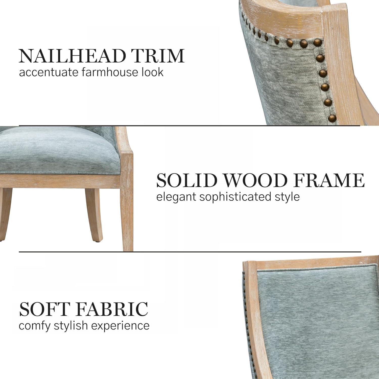Martha Stewart Martha Stewart Elmcrest Farmhouse Dining Chair With Nailhead Trim & Sinuous Spring Support, Fully Assembled