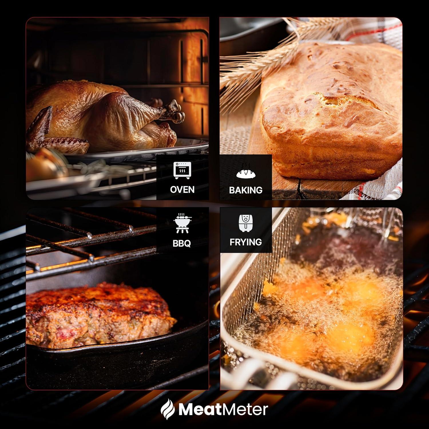 Digital Meat Thermometer for Grill/Cooking Fast Instant Read Waterproof Magnetic Probe Thermometer w/Backlight and Display for Kitchen, BBQ, Frying, etc. Chicken, Steak,or Burgers, Red