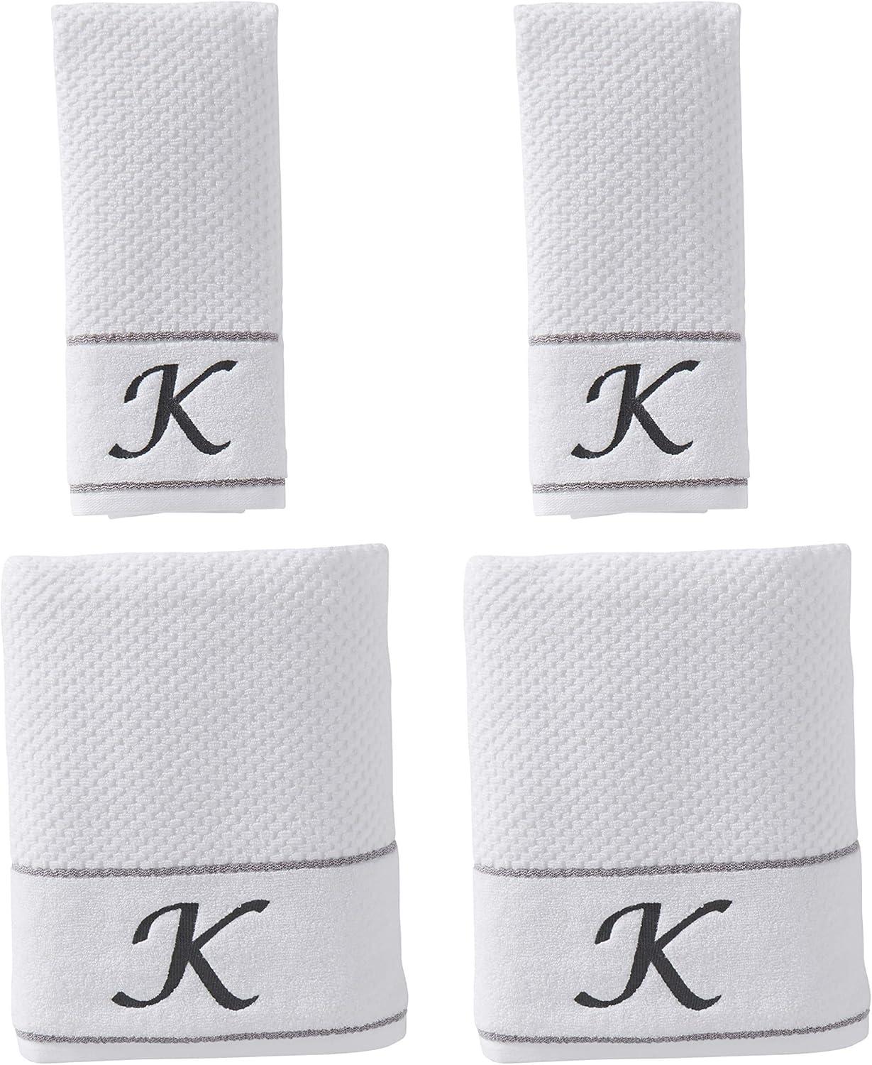 4pc Monogram Bath/Hand Towel Set White - SKL Home