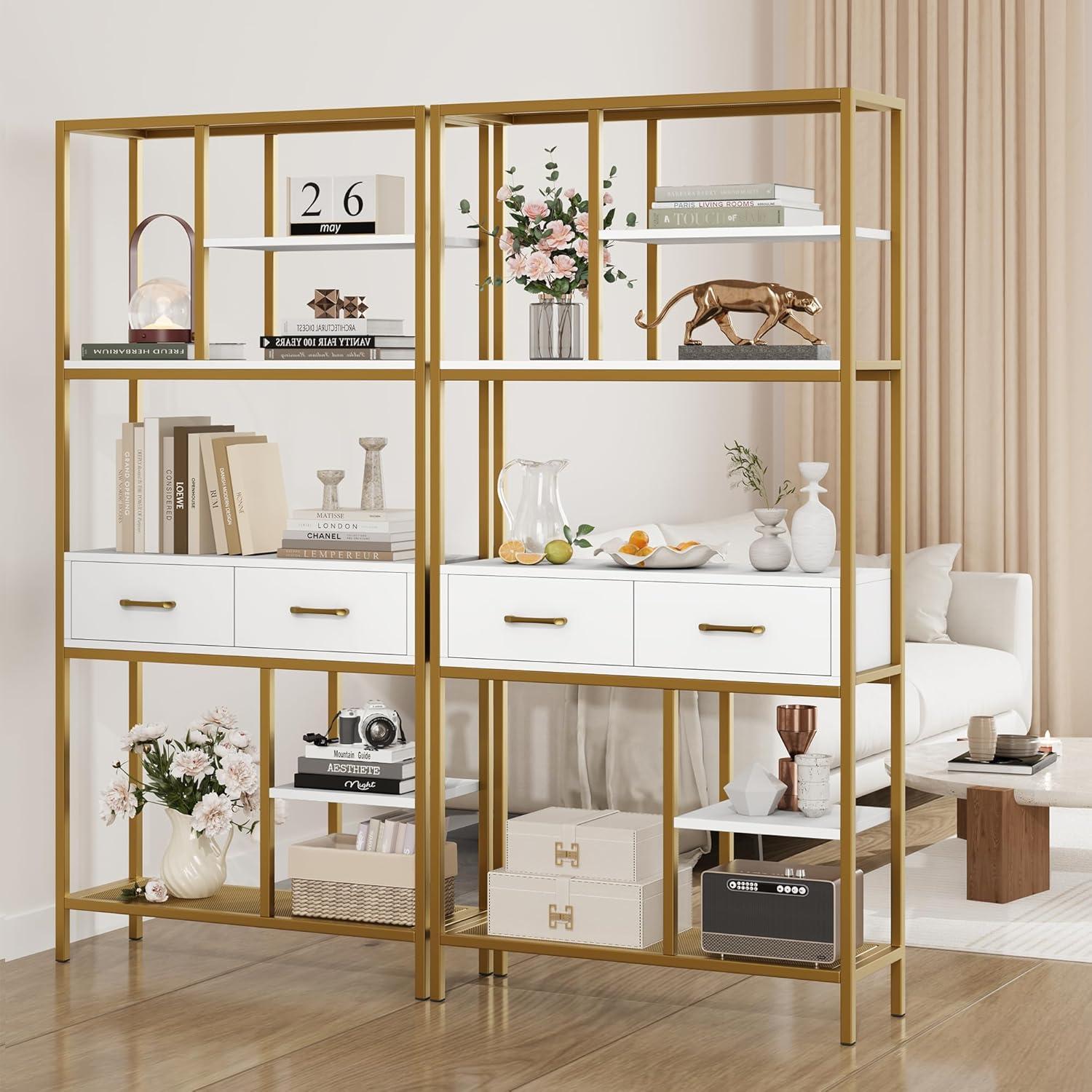 Book Shelf, Tall Bookcase with Storage, 6-Tier Wood Large Bookshelf for Home Office and Living Room, White