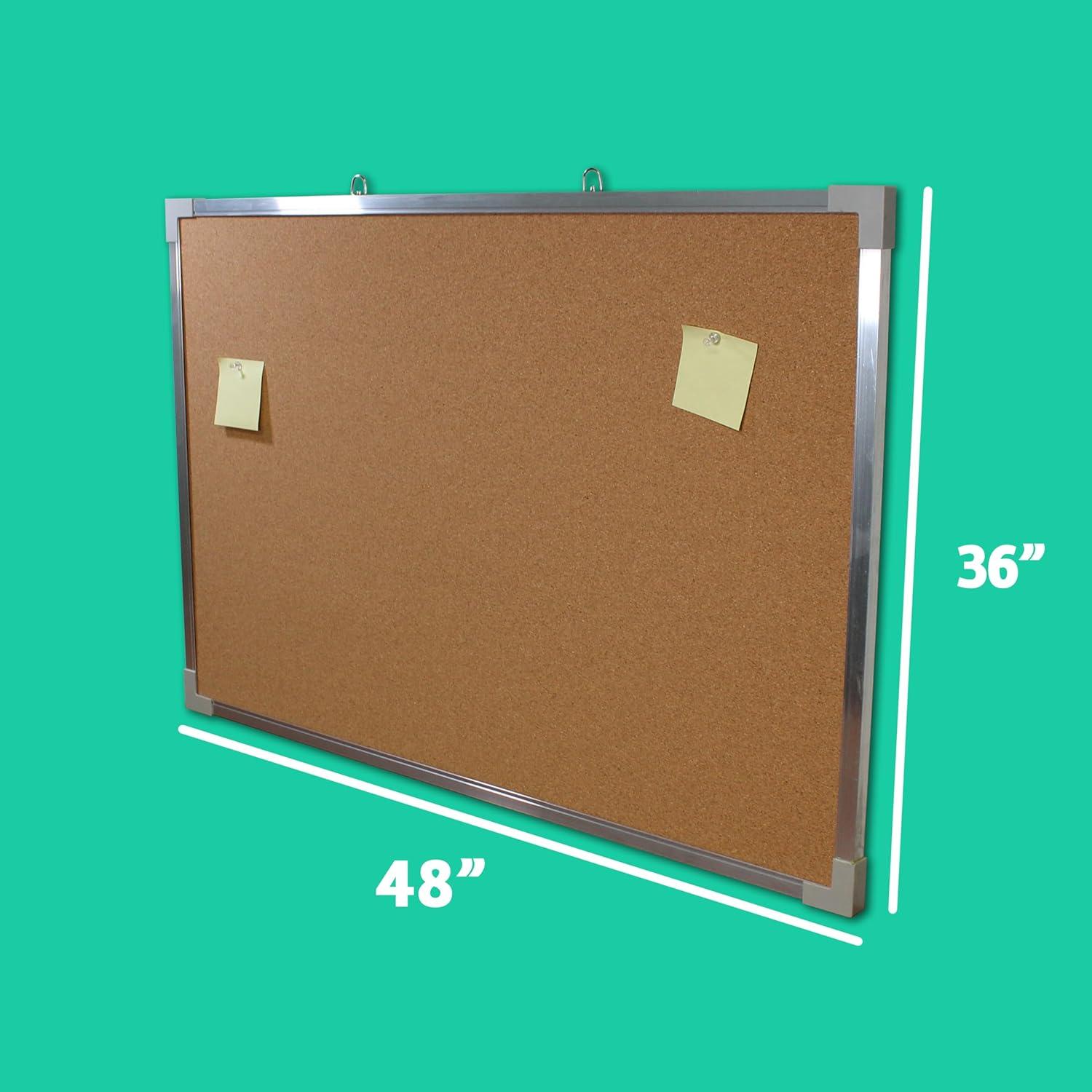 Large Natural Cork Bulletin Board with Aluminum Frame