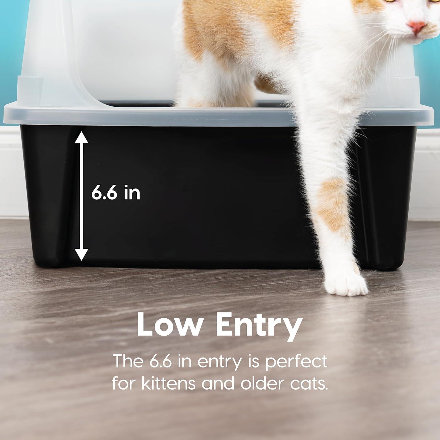 IRIS USA Extra Large Open Top Cat Litter Box with Scatter Shield, Sturdy Easy to Clean Open Air Kitty Litter Pan with Tall Spray