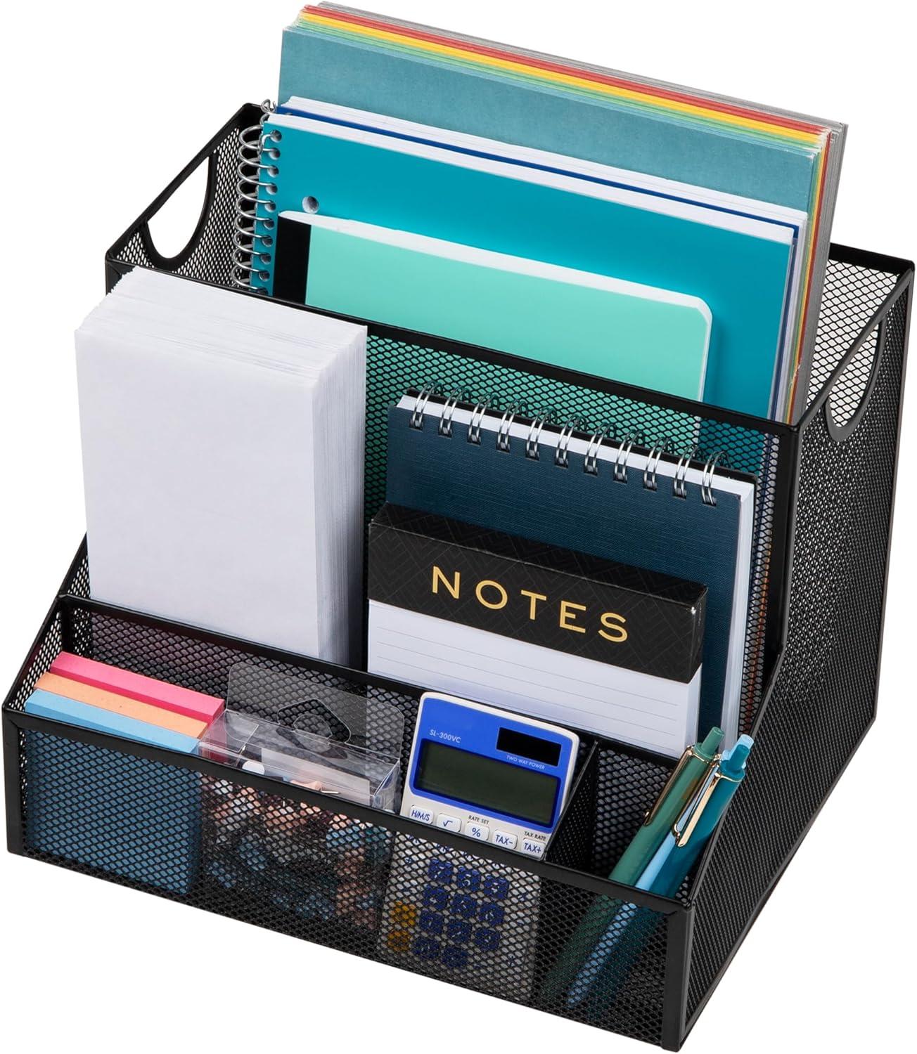 Desktop Organizer, Vertical File Storage, Letter Size, Metal, 12.15"L x 9.5"W x 9.5"H