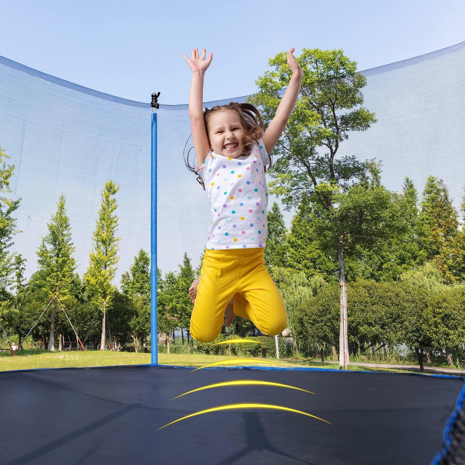 Trampoline, 14FT Trampoline with Safety Enclosure Net, Trampoline Outdoor with Ladder, Heavy Duty Jumping Mat and Spring Cover Padding for Kids and Adults