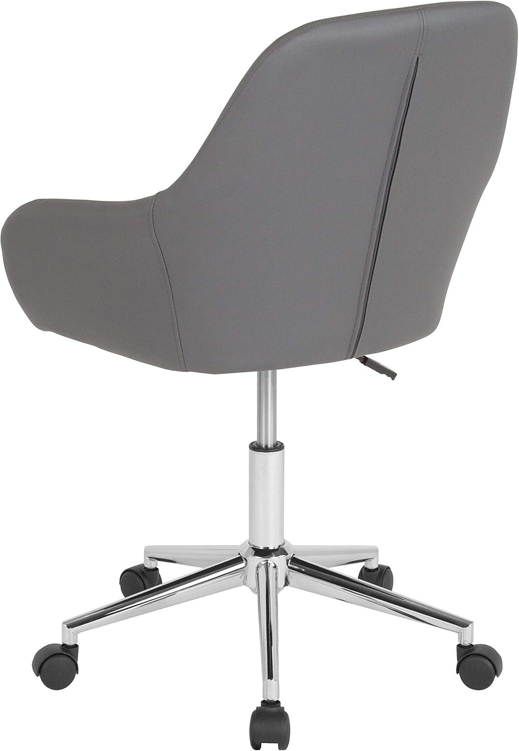 Gray LeatherSoft Mid-Back Task Chair with Chrome Base