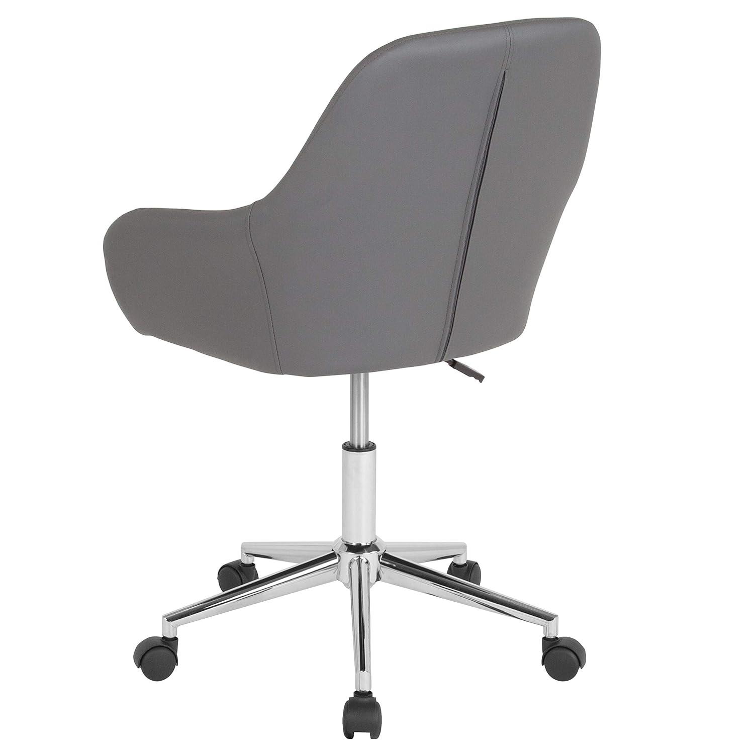 Flash Furniture Cortana Home and Office Mid-Back Chair in Gray LeatherSoft