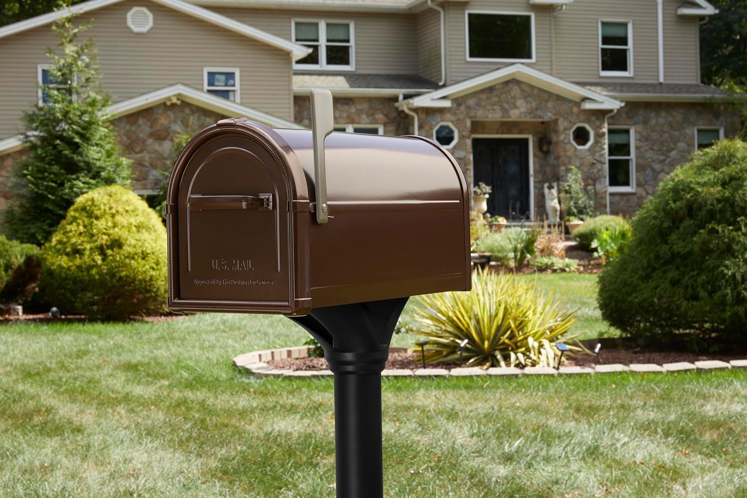 Architectural Mailboxes Hillsborough Classic Galvanized Steel Post Mount Copper Mailbox