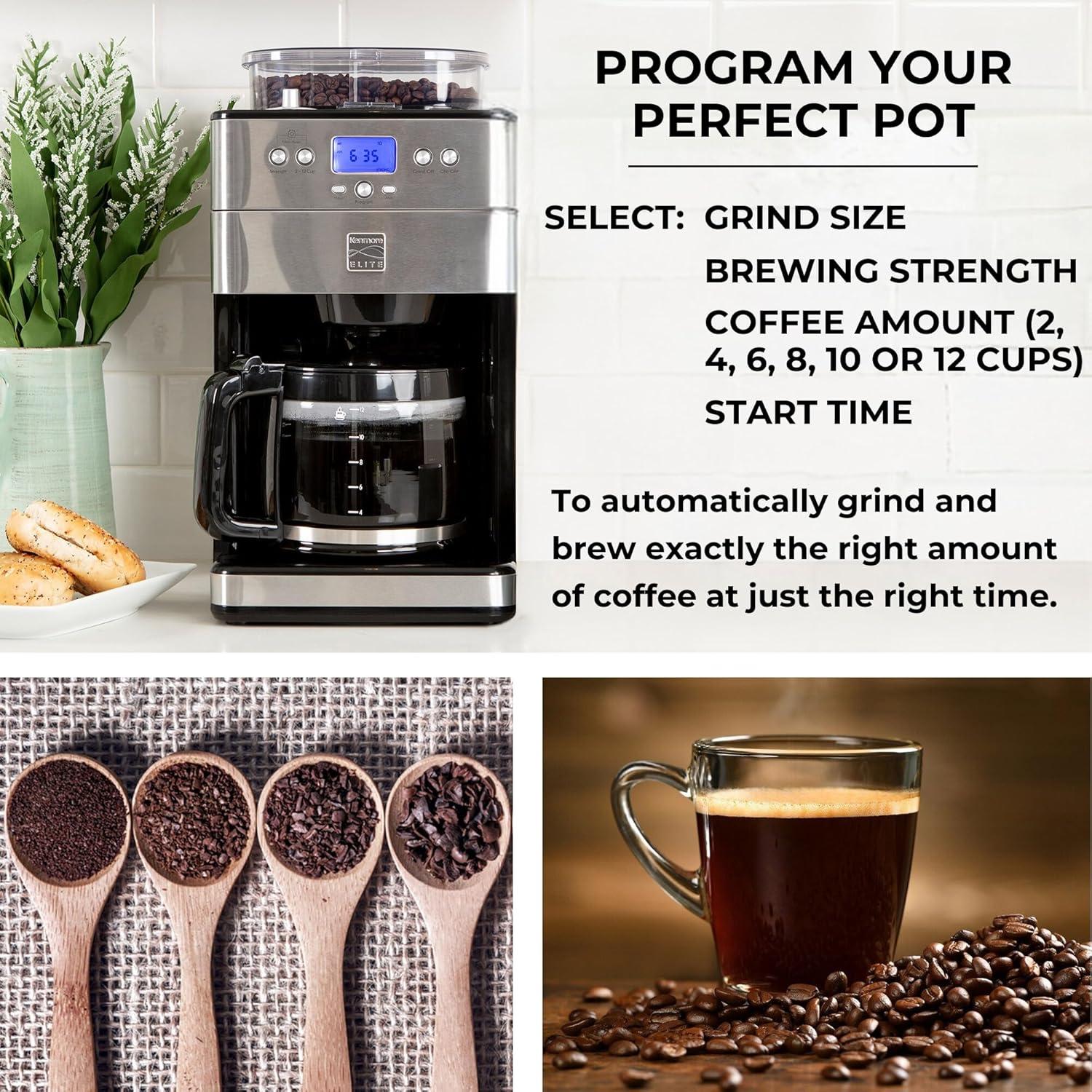 Kenmore Elite 12 Cup Programmable Grind And Brew Coffee Maker