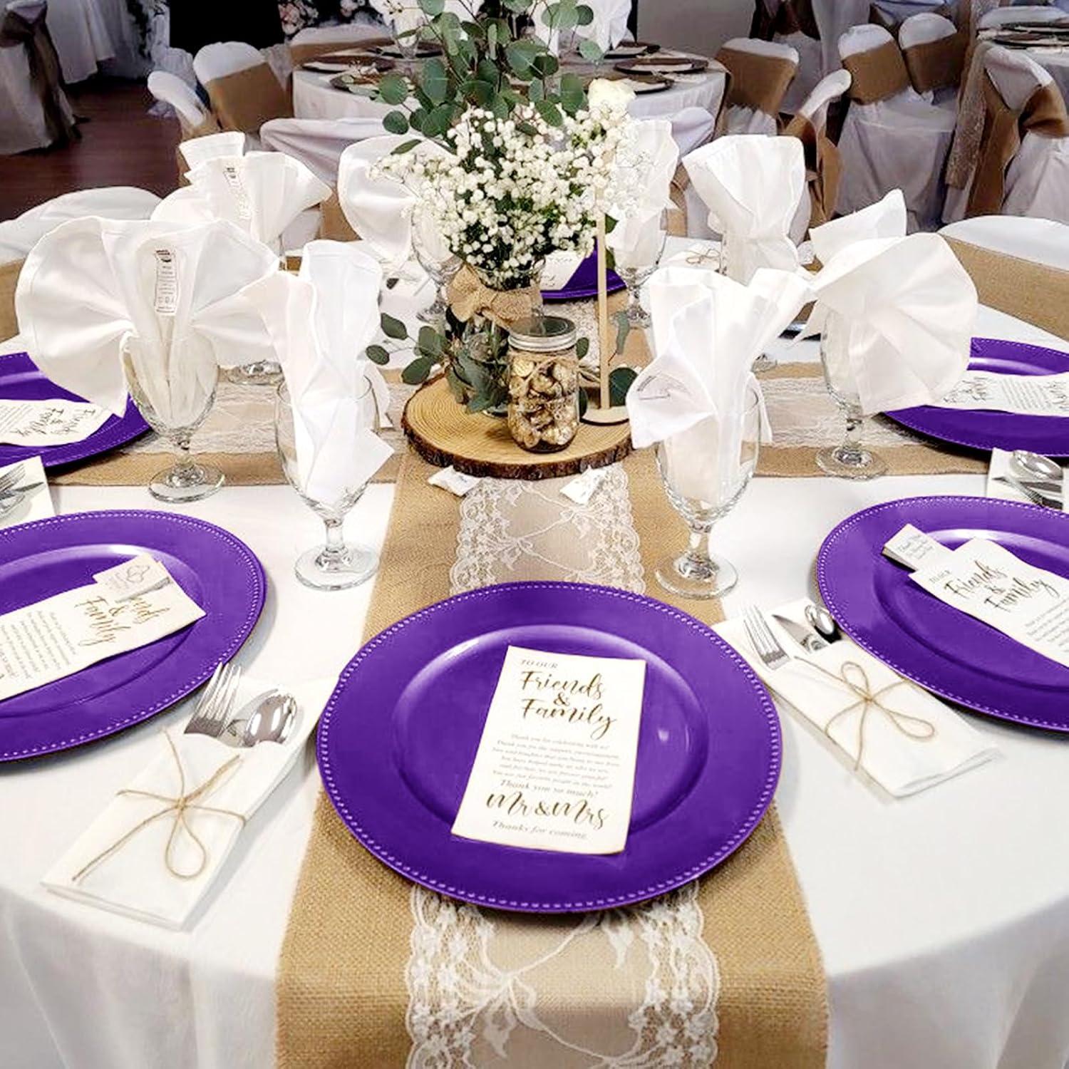Efavormart 24 pcs 13" Purple Round Charger Plates Dinner Chargers for Tabletop Decor Holiday Wedding Catering Event Decoration
