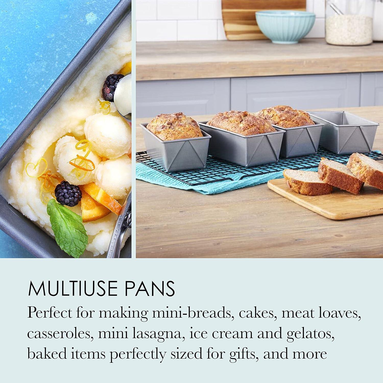 Set of 4 Gray Non-Stick Mini Aluminum Loaf Pans